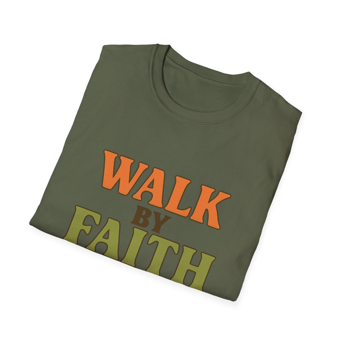 Walk by Faith Not by Sight Christian T-Shirt – Inspirational Bible Verse Tee for Women & Men.
