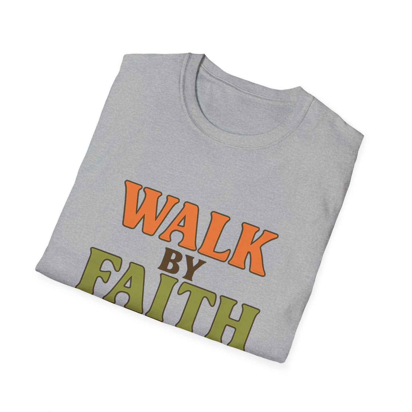 Walk by Faith Not by Sight Christian T-Shirt – Inspirational Bible Verse Tee for Women & Men.
