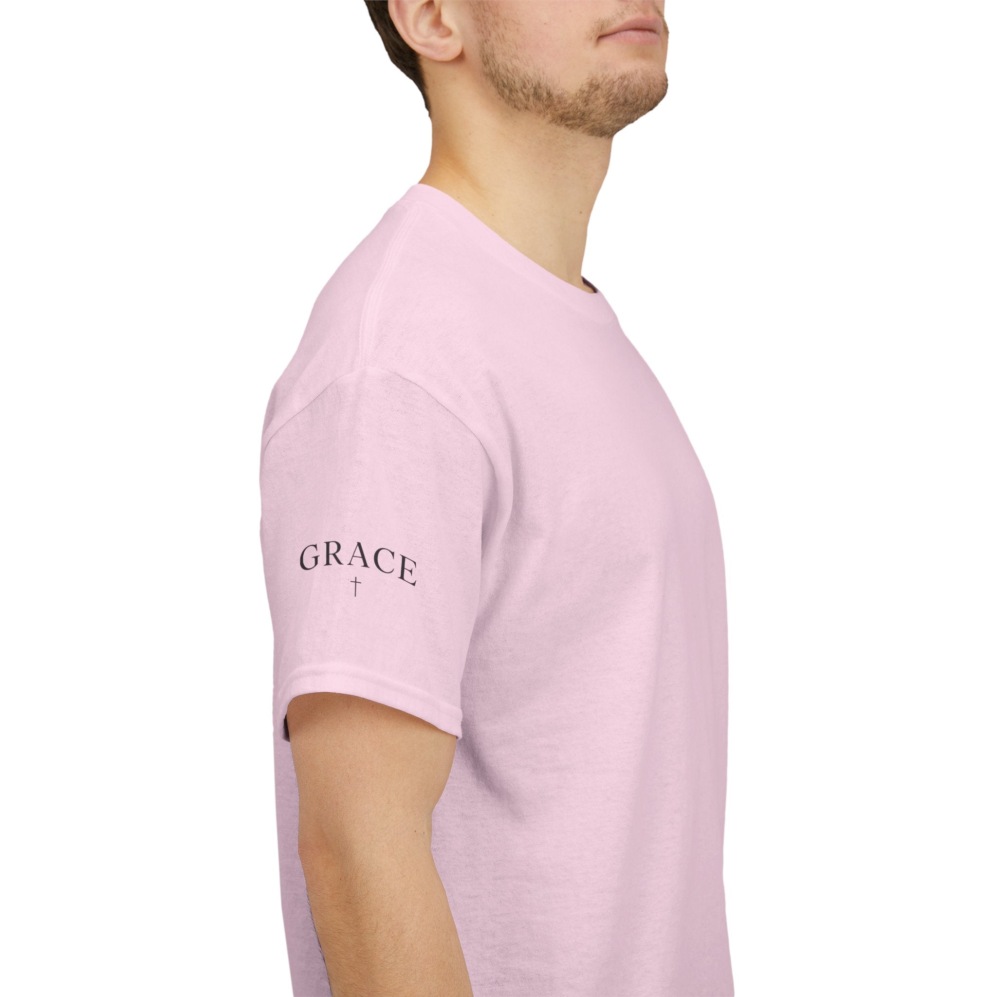 Grace Cross Sleeve Unisex Heavy Cotton T-Shirt | Christian Faith Apparel | Religious Graphic Tee