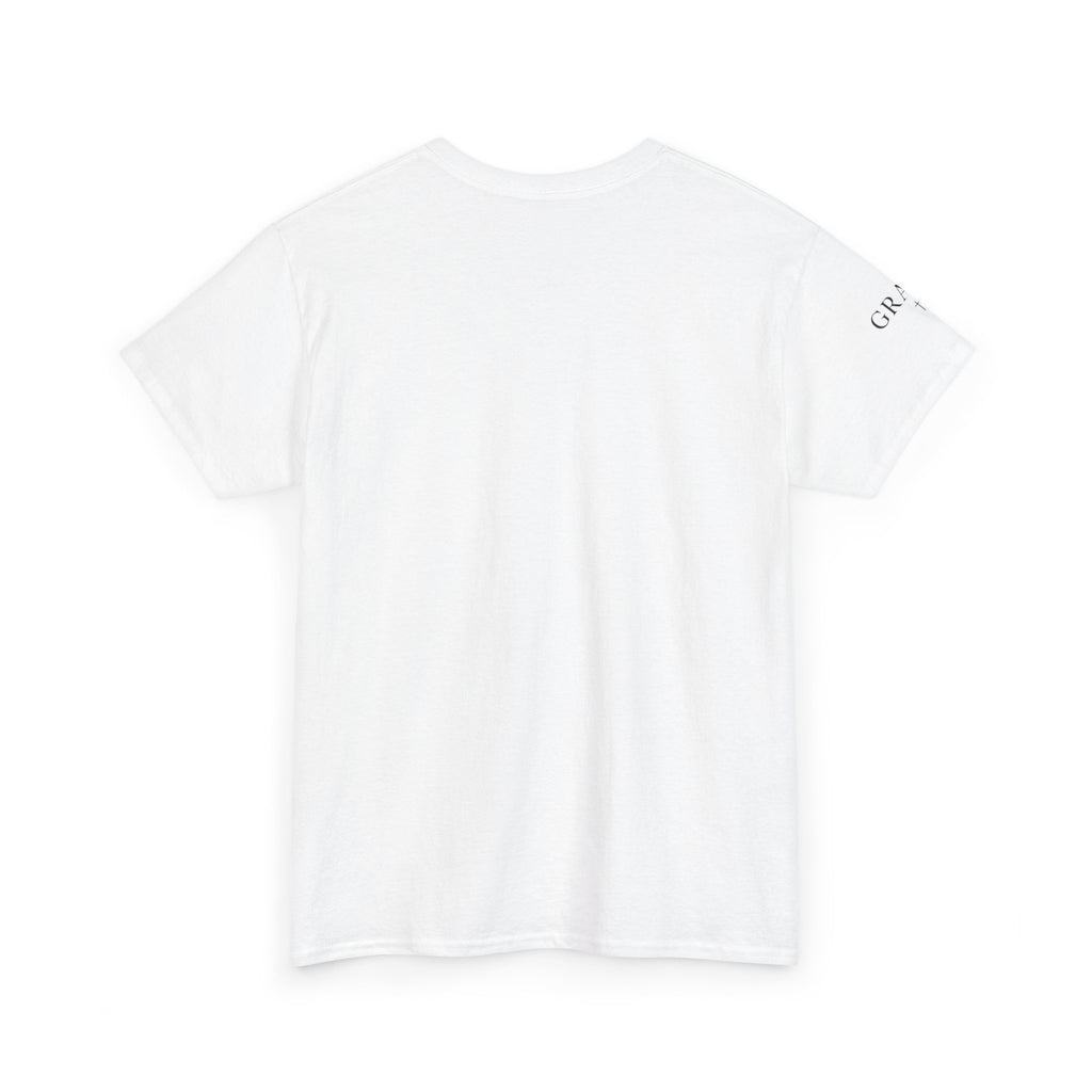 Grace Cross Sleeve Unisex Heavy Cotton T-Shirt | Christian Faith Apparel | Religious Graphic Tee
