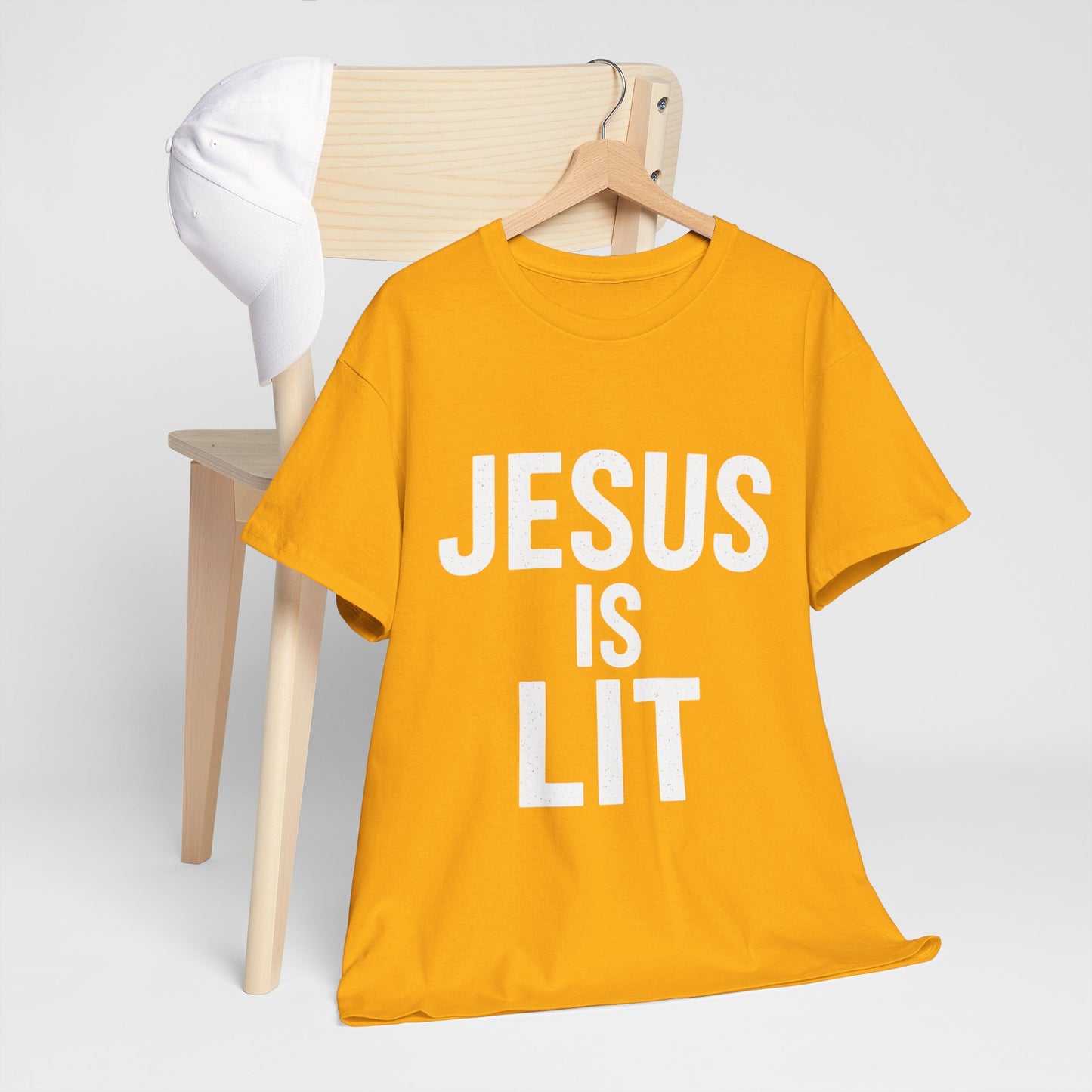 Jesus Is Lit Heavy Cotton Tee | Bold Christian Streetwear