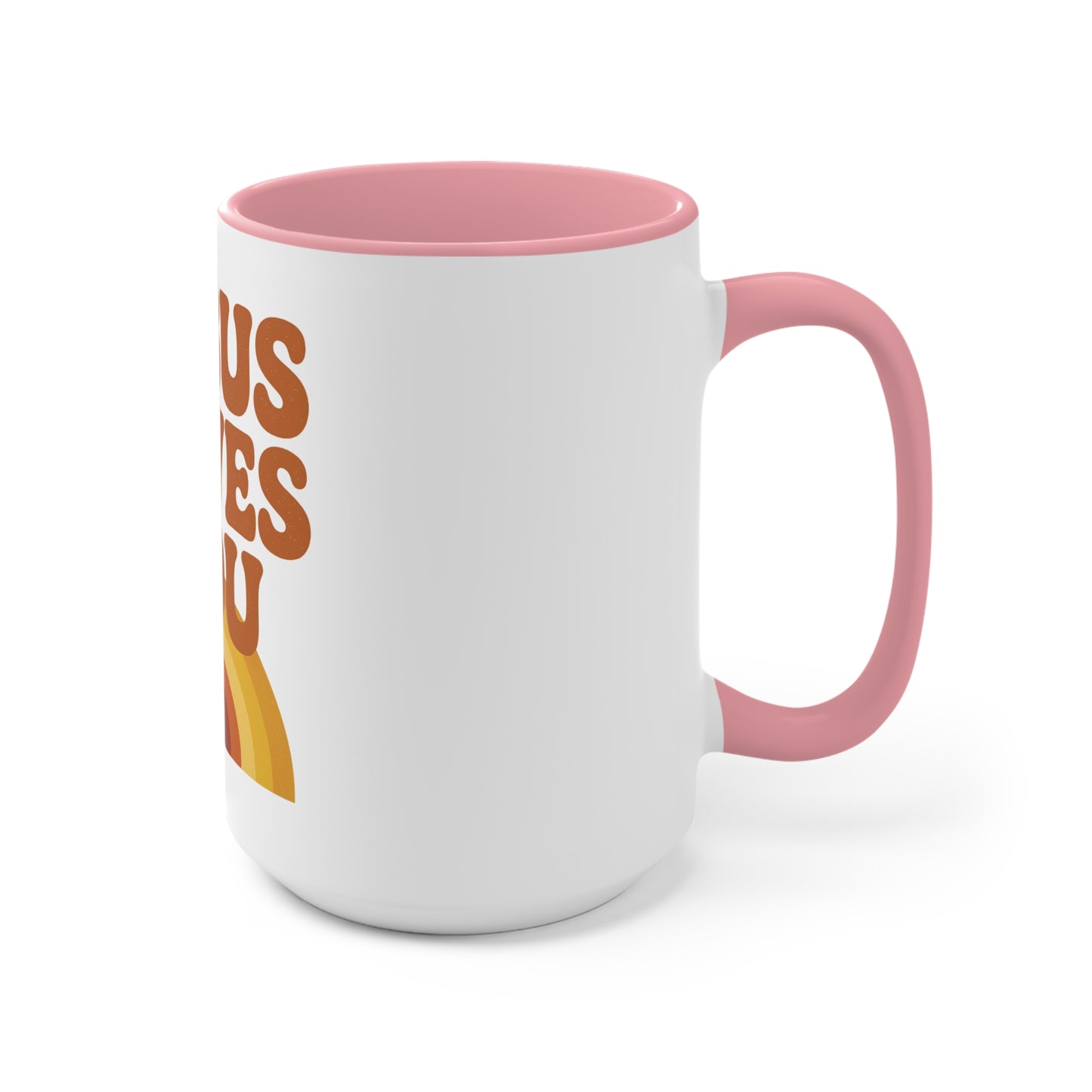 Retro Jesus Loves You Mug - Inspirational Coffee Cup, Gift for Friends, Faith-Based Decor, Christian Gifts, Pastel Pink Accent