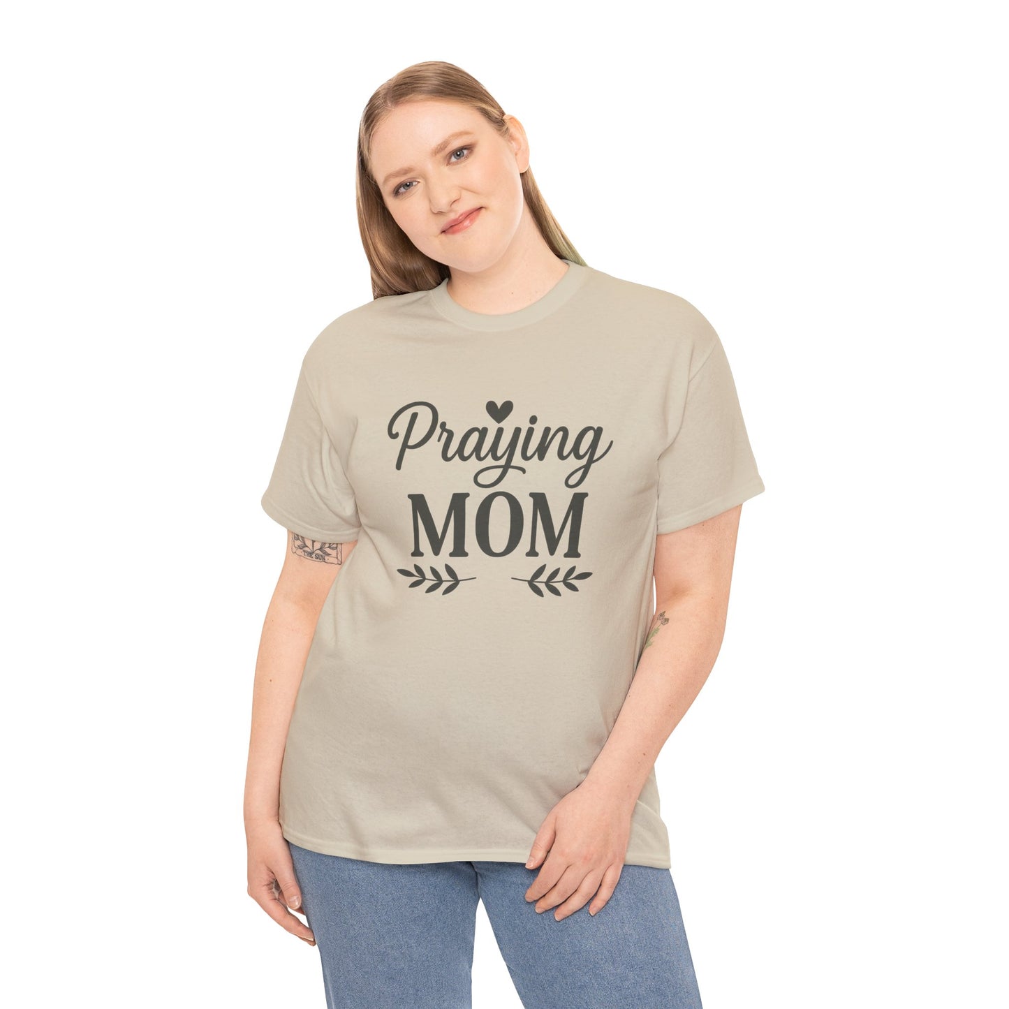 Praying Mom Unisex Heavy Cotton Tee – Christian Faith Shirt for Moms | Bold & Blessed Apparel