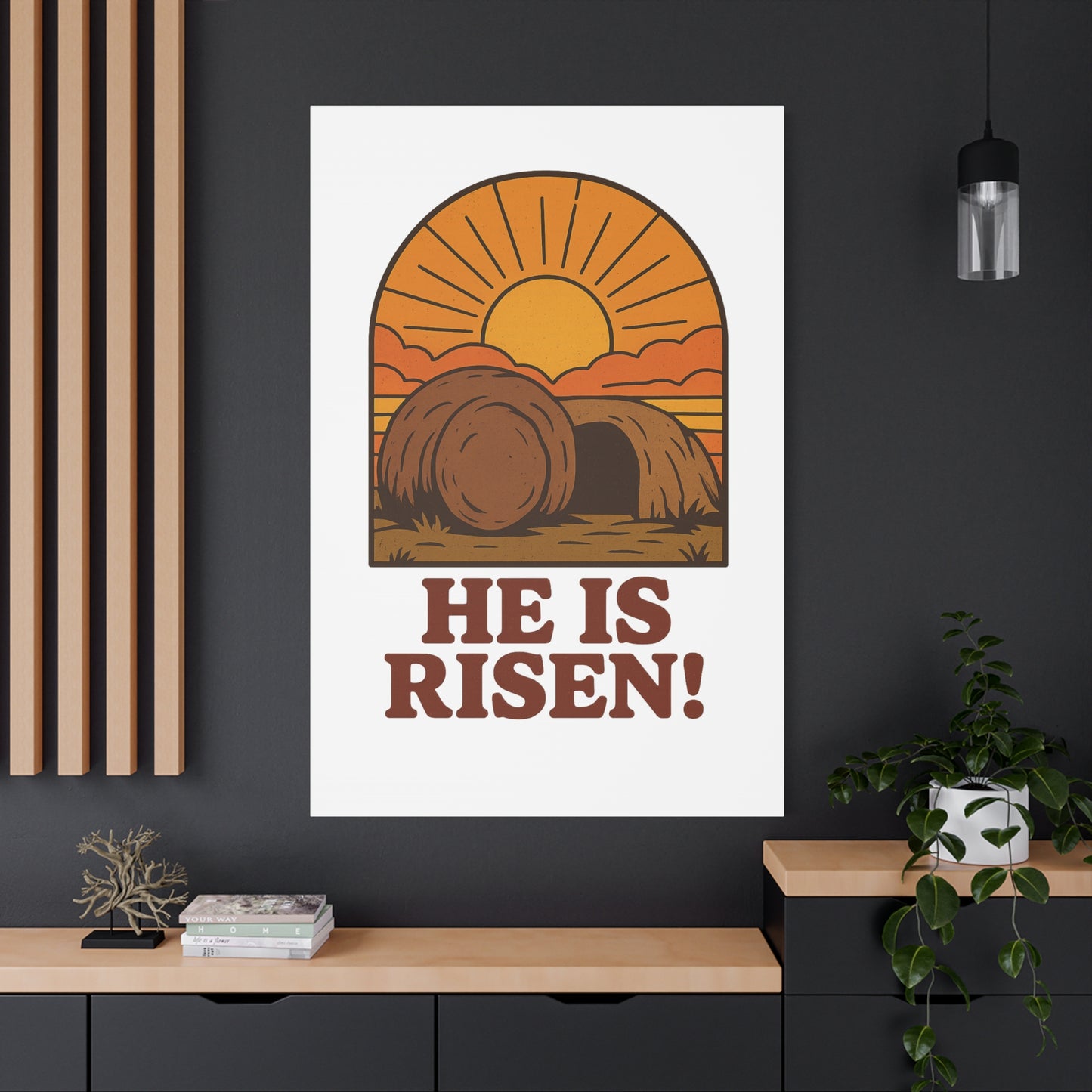 He Is Risen Wall Art | The Empty Tomb Christian Poster – Resurrection Morning Decor.