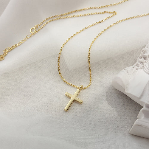 18K Gold Jesus Cross Necklace | 925 Sterling Silver Christian Pendant for Women – Faith Jewelry Gift