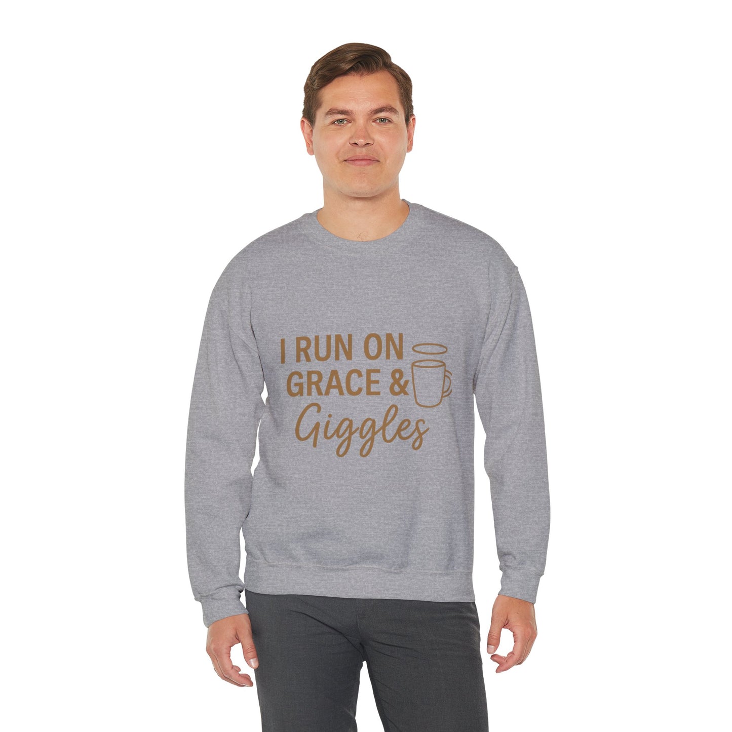 “I Run on Grace and Giggles Unisex Christian Sweatshirt”