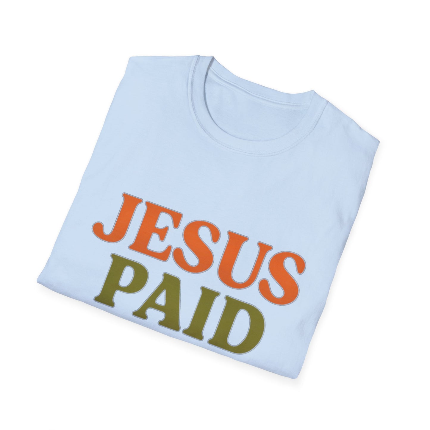 Jesus Paid It All Christian T-Shirt – Softstyle Hymn-Inspired Faith Tee for Women & Men.