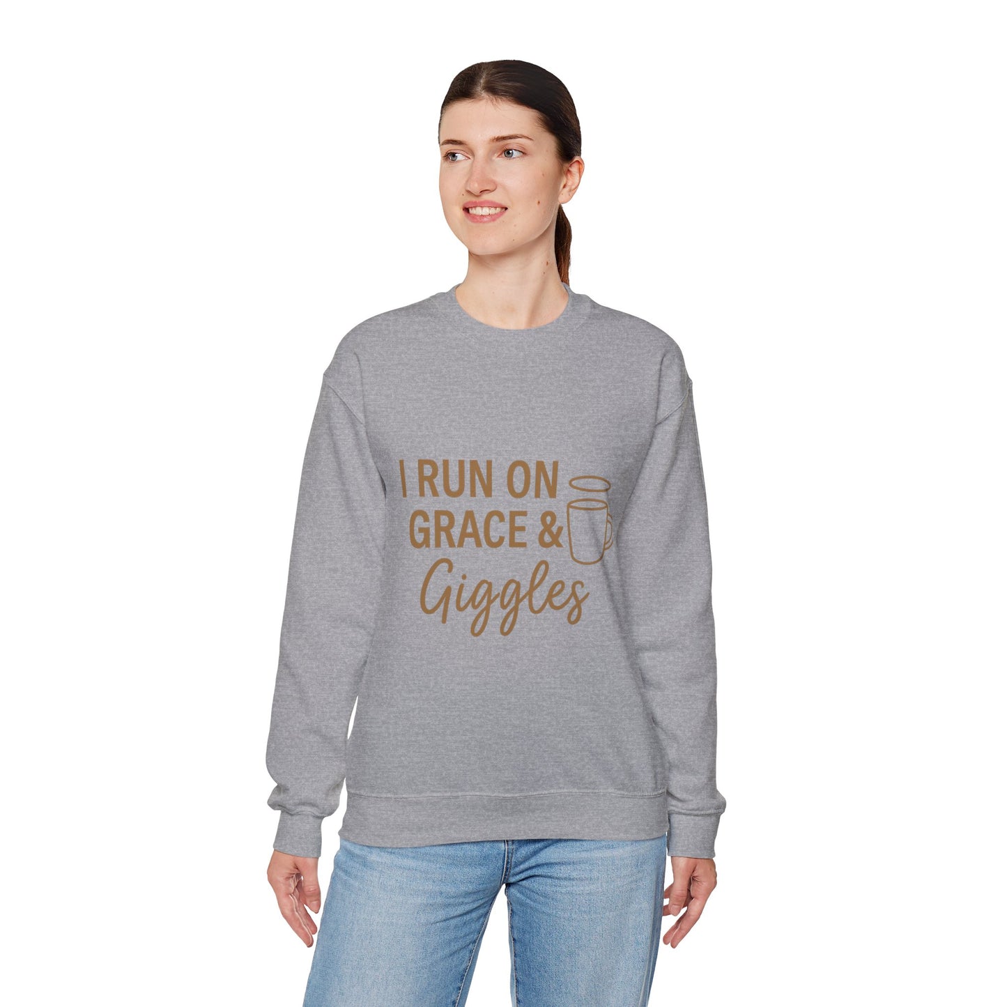 “I Run on Grace and Giggles Unisex Christian Sweatshirt”