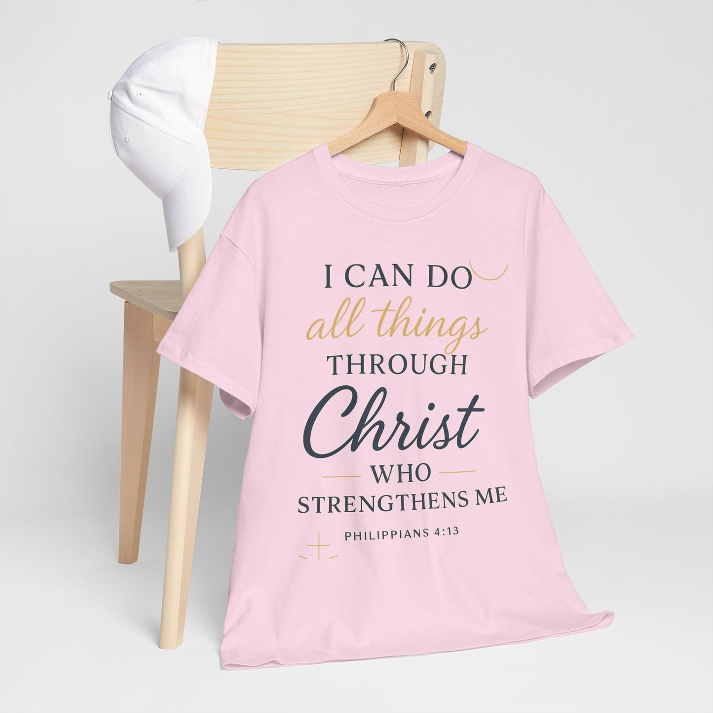 Inspirational Christian T-Shirt, I can do all things through christ -Motivational Quote Tee, Faith-Based Apparel, Bible Verse Shirt, Perfect Gift for Believers