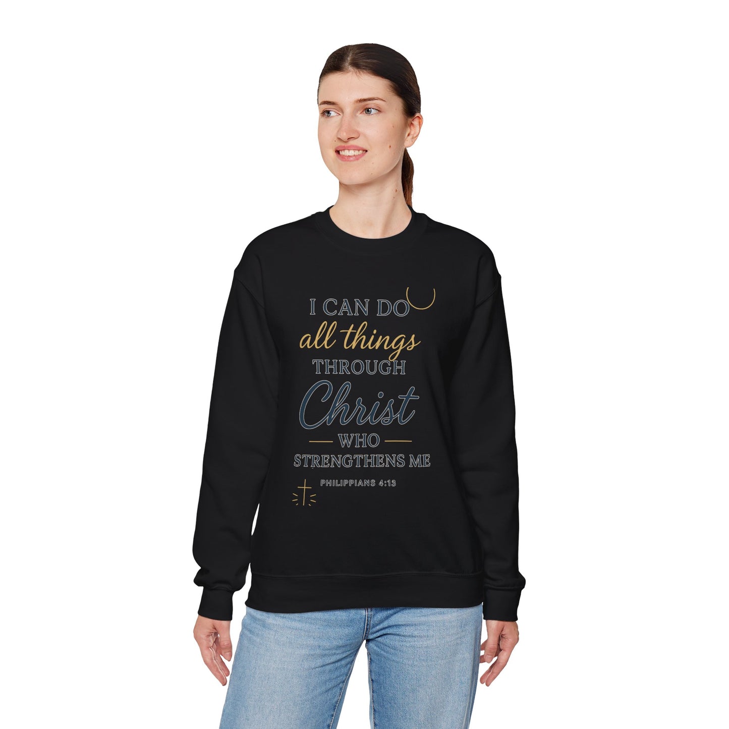Inspirational Christian Sweatshirt | I Can Do All Things Through Christ | Unisex Crewneck | Faith-Based Gift