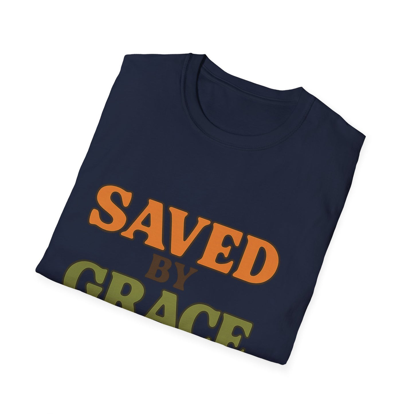 Saved by Grace Christian T-Shirt – Softstyle Faith Tee for Women & Men.