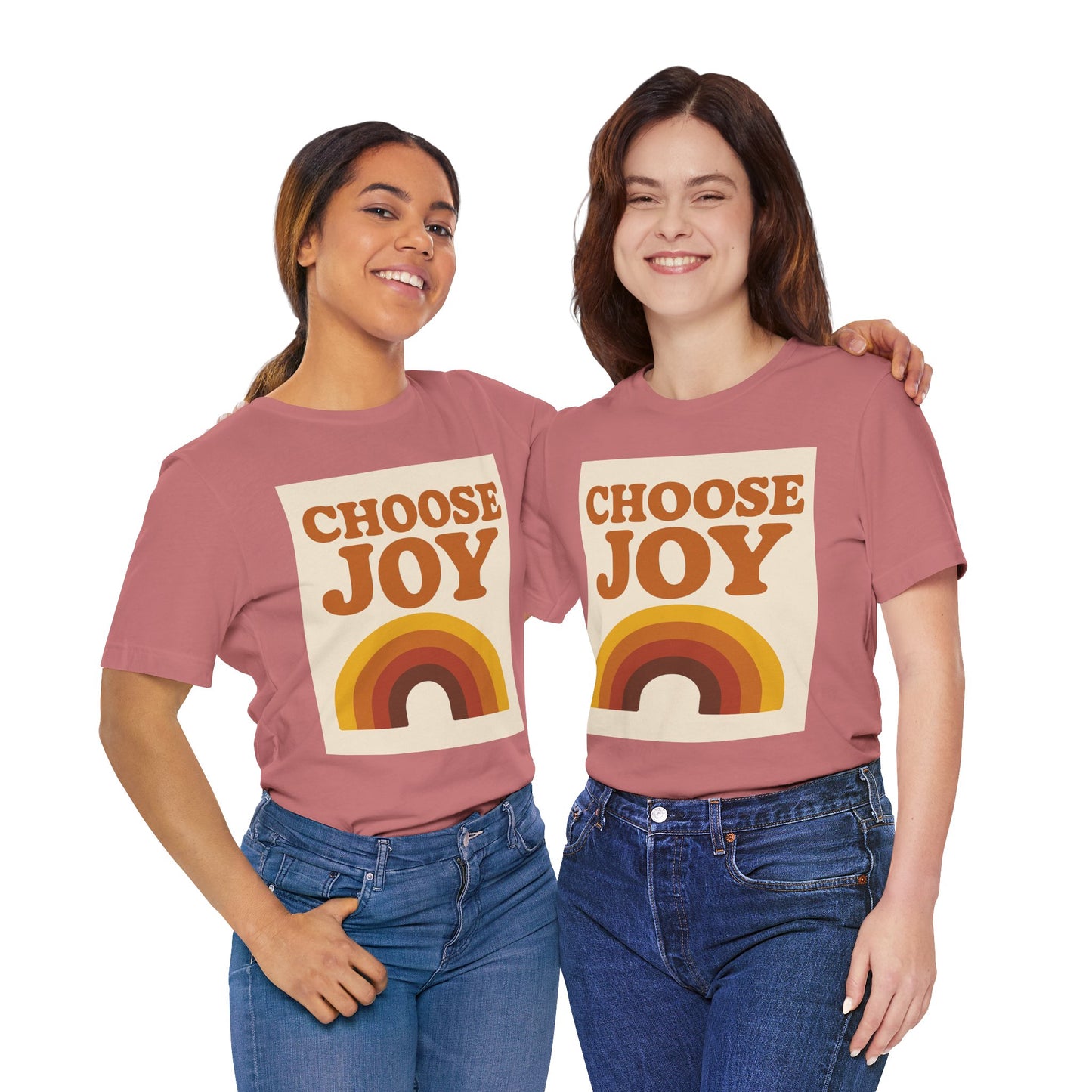 Retro Rainbow Choose Joy Tee, Unisex T-Shirt, Positive Vibes Shirt, Gift for Her, Summer Clothing, Joyful Apparel