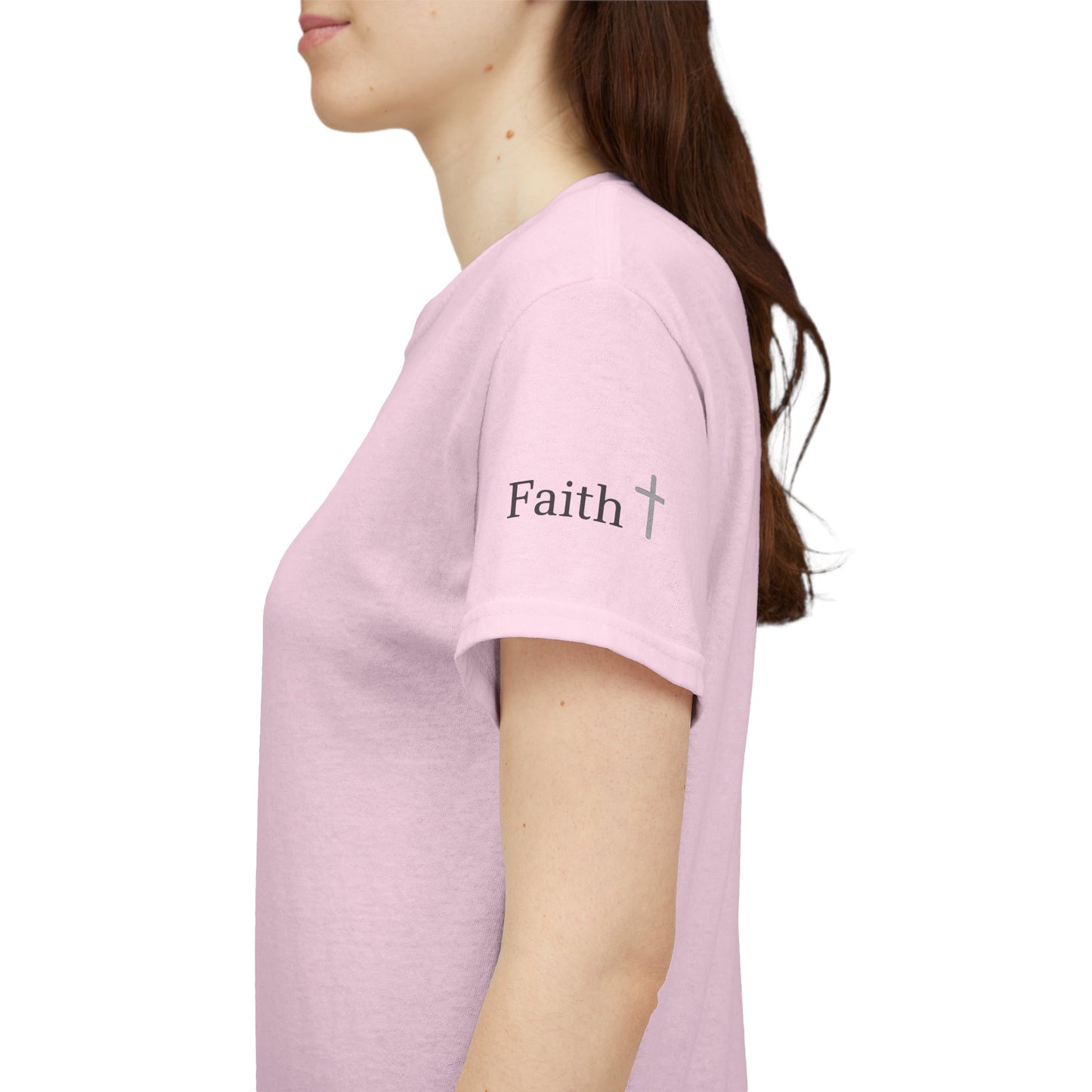 Faith Christian Heavy Cotton Tee with Cross Symbol – Unisex Inspirational T-Shirt