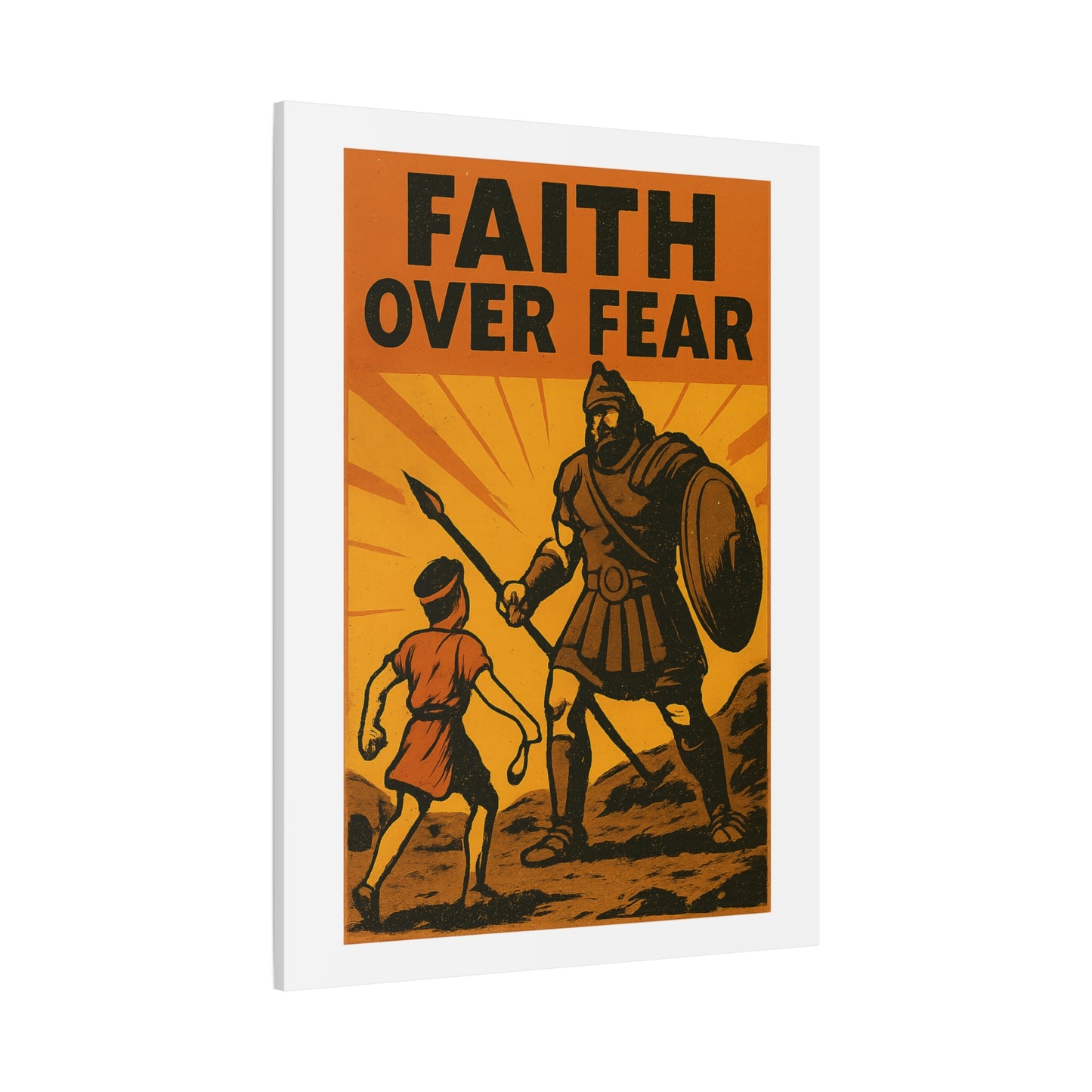 David and Goliath Wall Art | Faith Over Fear Christian Poster.
