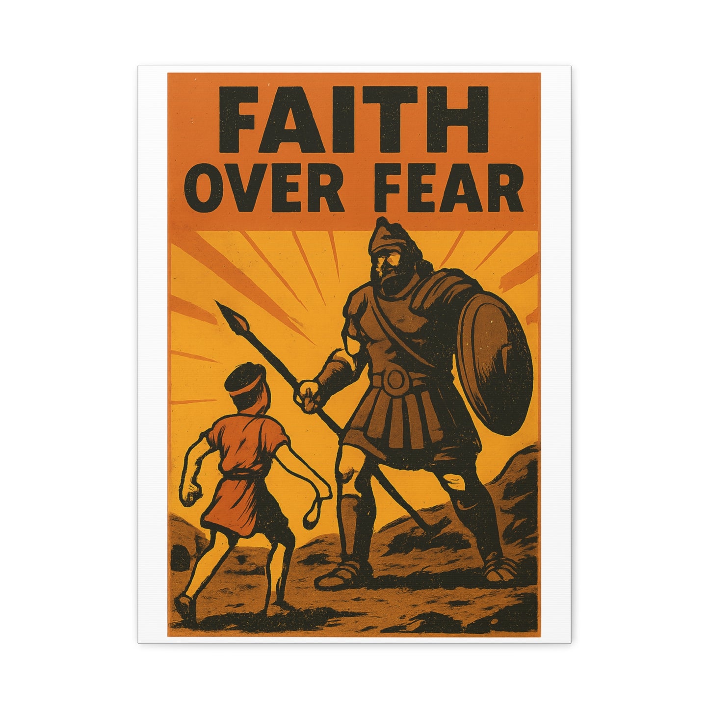 David and Goliath Wall Art | Faith Over Fear Christian Poster.