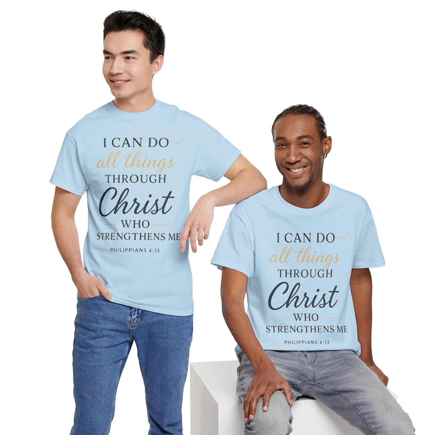 Inspirational Christian T-Shirt, I can do all things through christ -Motivational Quote Tee, Faith-Based Apparel, Bible Verse Shirt, Perfect Gift for Believers