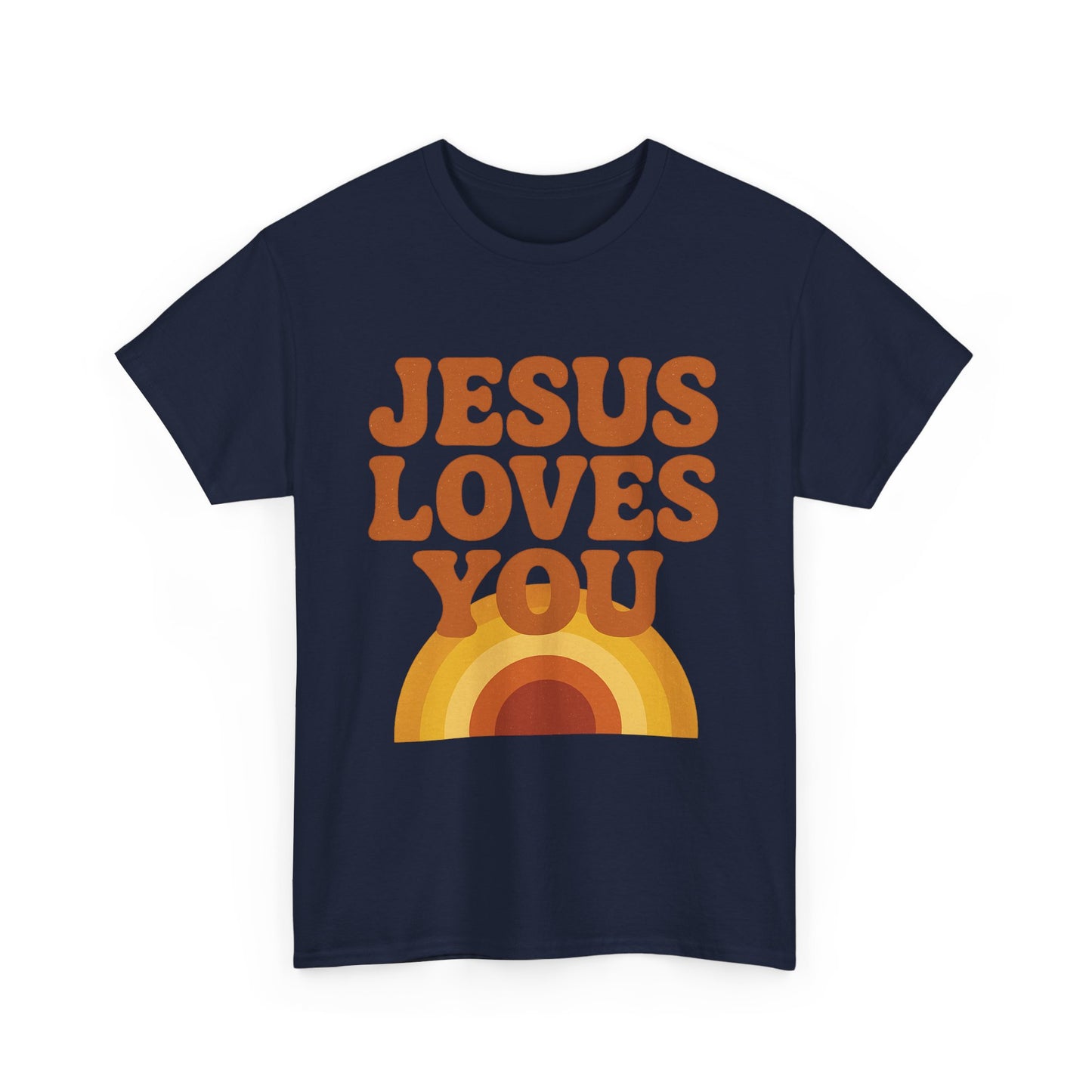 Jesus Loves You Rainbow Unisex Heavy Cotton Tee, Christian T-Shirt, Gift for Believers, Faith Apparel, Casual Wear, Spiritual Top