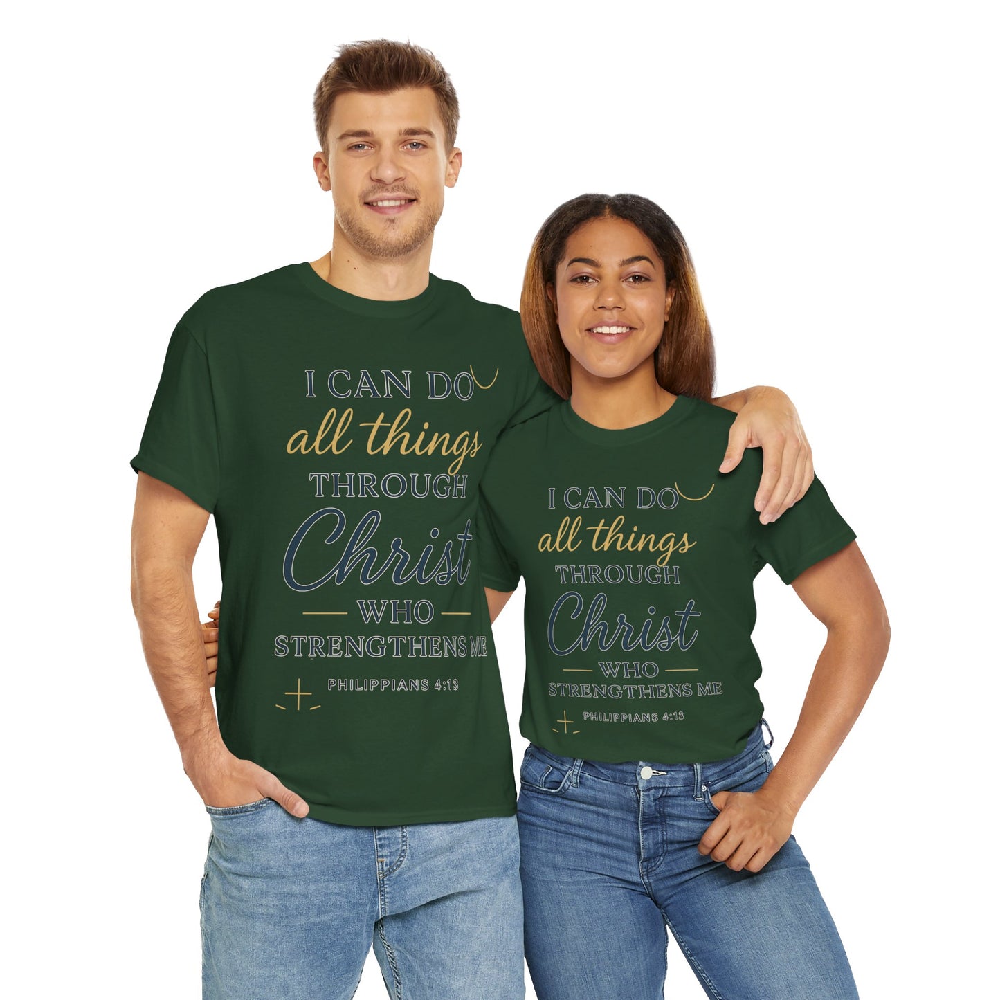 Inspirational Christian T-Shirt, I can do all things through christ -Motivational Quote Tee, Faith-Based Apparel, Bible Verse Shirt, Perfect Gift for Believers