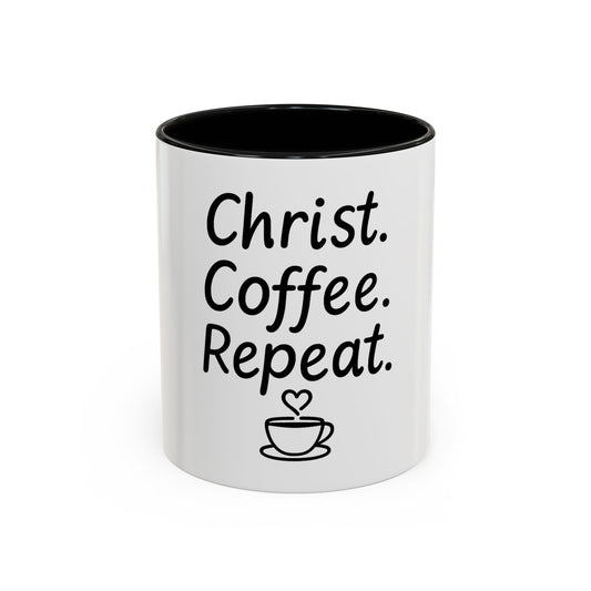 Christ Coffee Repeat Accent Mug | Christian Coffee Cup | 11oz