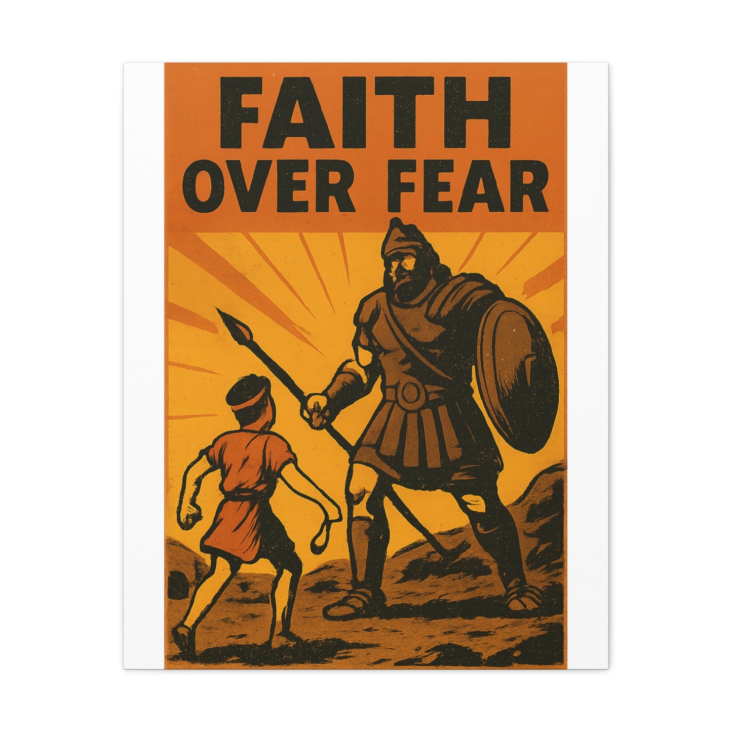 David and Goliath Wall Art | Faith Over Fear Christian Poster.