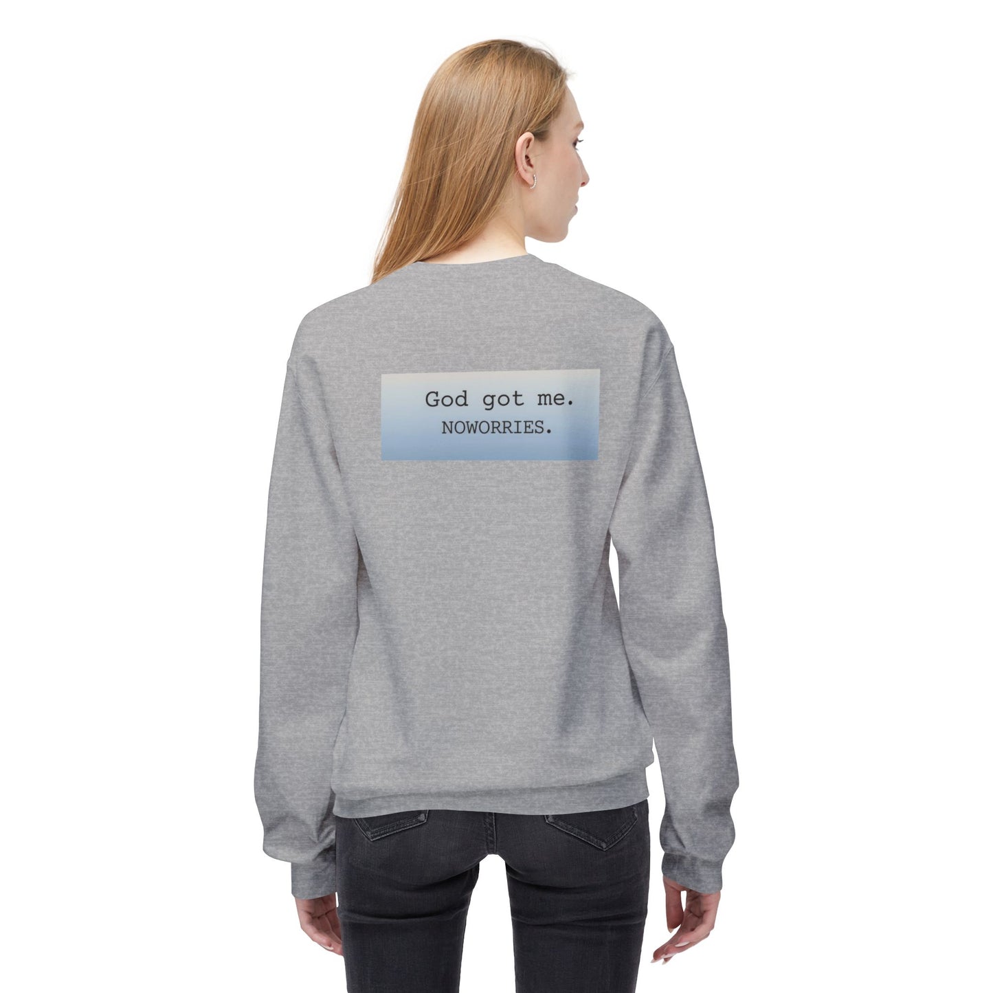 Cozy Inspirational Crewneck Sweatshirt with 'God Got Me. No Worries.' Slogan, Gift for Faith Lovers, Relaxed Casual Wear, Spiritual [...]