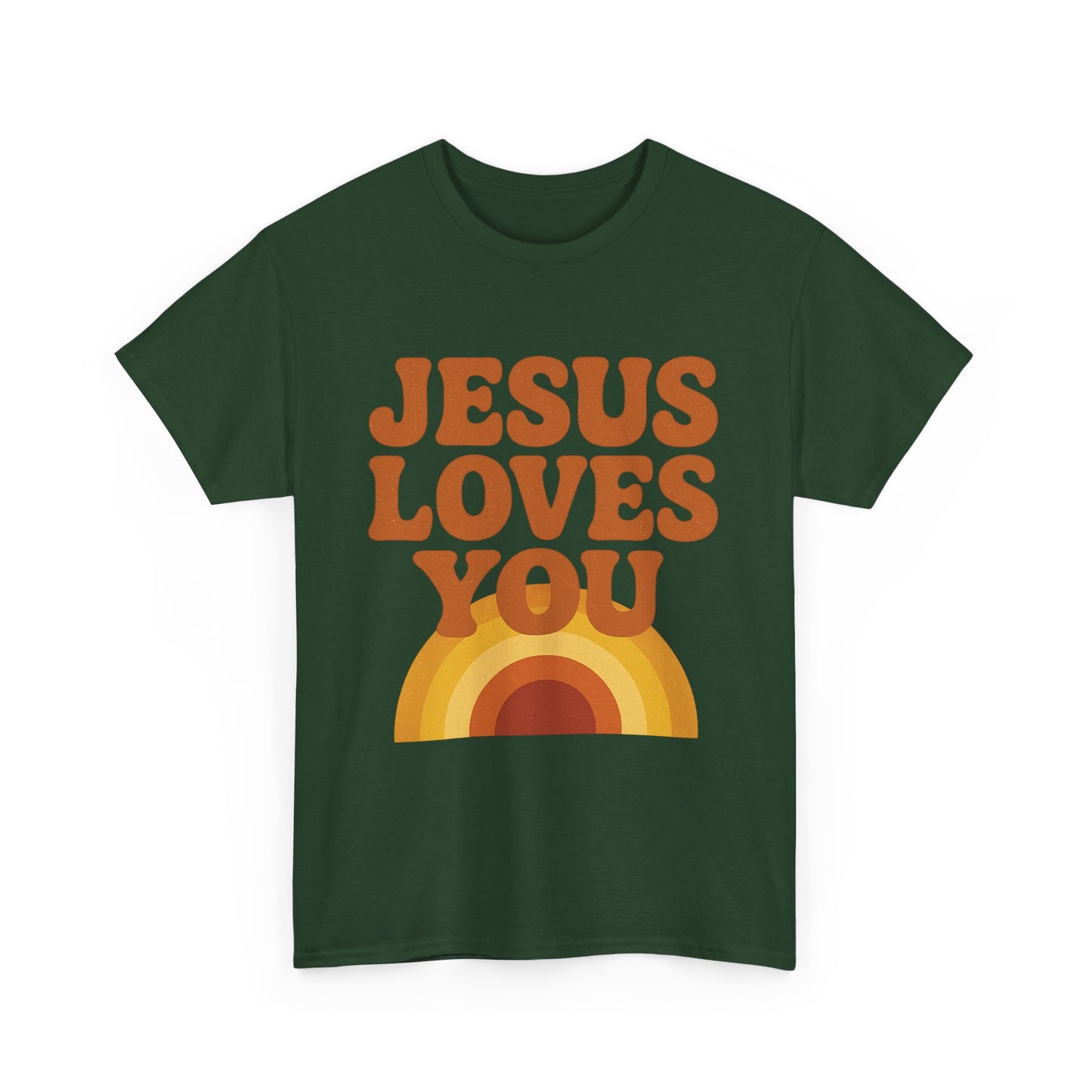 Jesus Loves You Rainbow Unisex Heavy Cotton Tee, Christian T-Shirt, Gift for Believers, Faith Apparel, Casual Wear, Spiritual Top