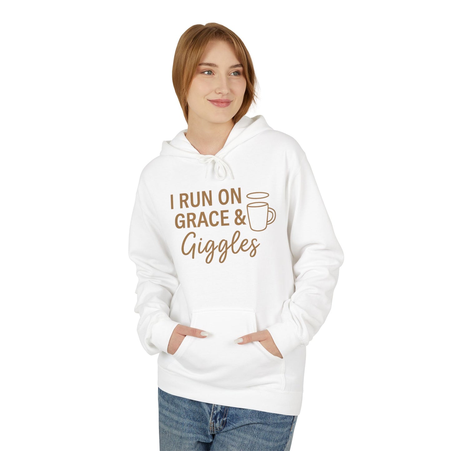 I Run on Grace and Giggles Hoodie – Funny Christian Sweatshirt for Joyful Believers.