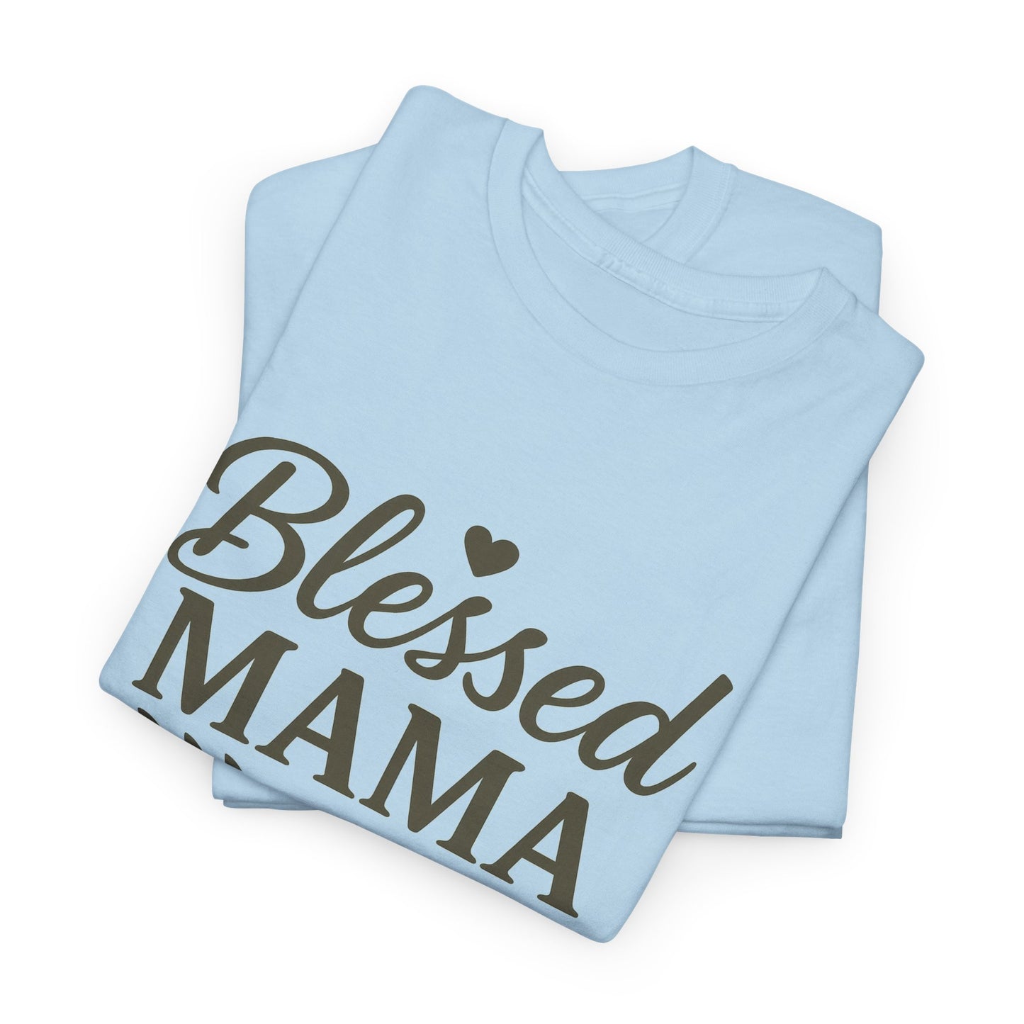 Blessed Mama Heavy Cotton Tee – Christian Faith Shirt for Moms | Soft & Stylish Everyday Wear