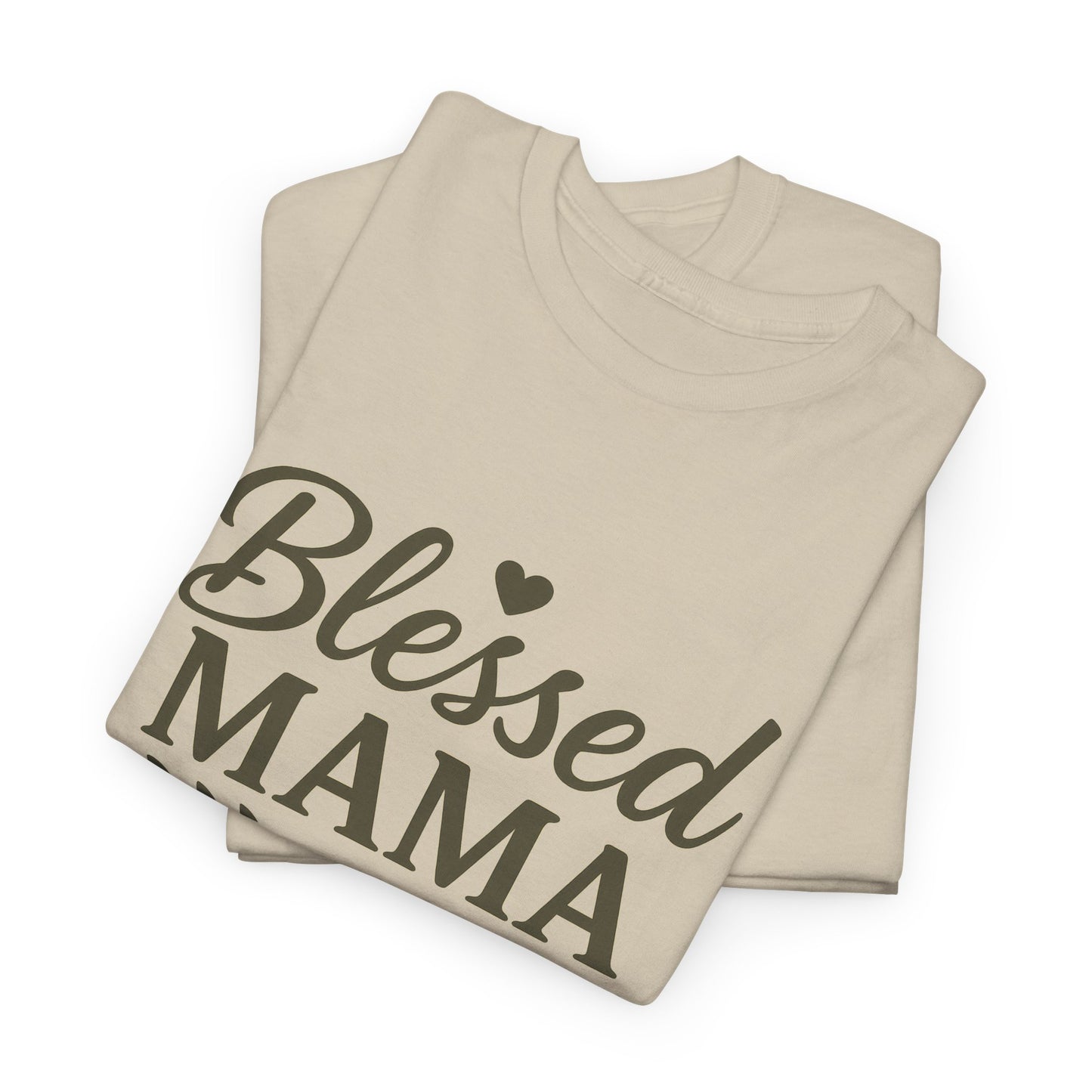 Blessed Mama Heavy Cotton Tee – Christian Faith Shirt for Moms | Soft & Stylish Everyday Wear