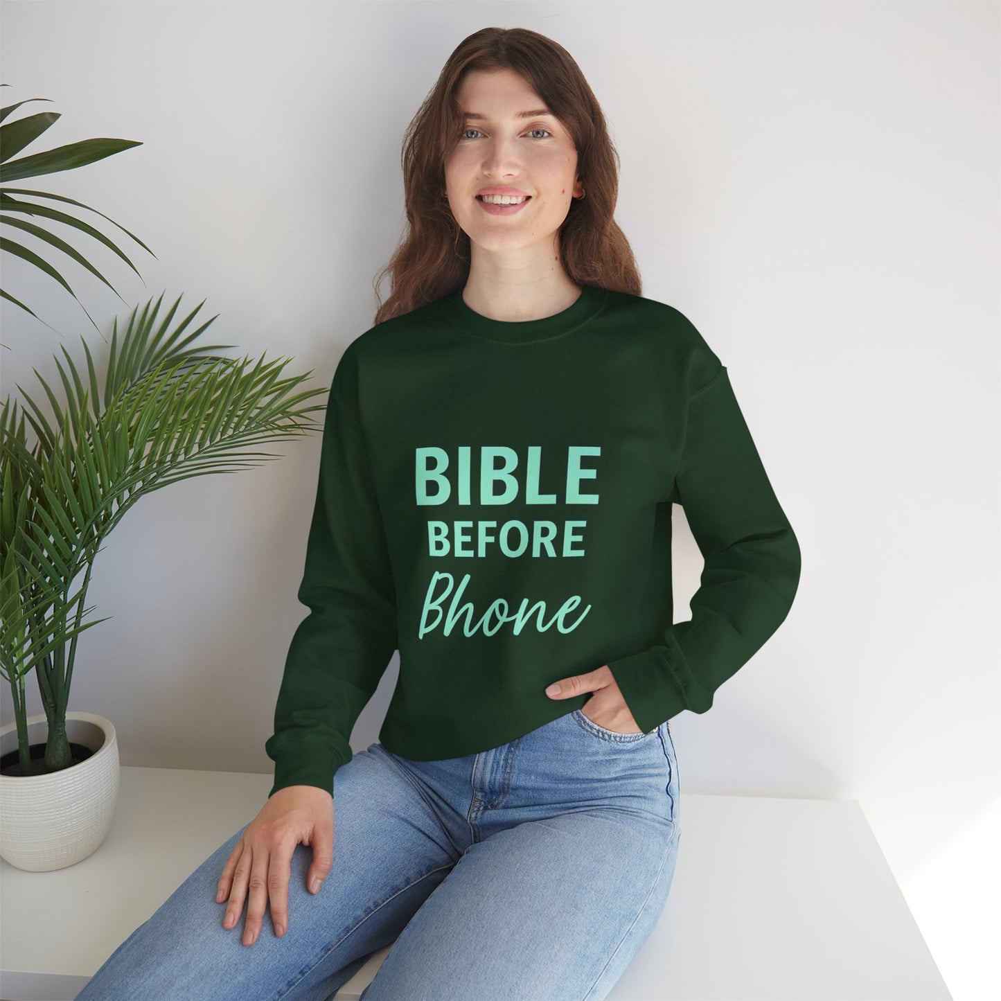 “Bible Before Phone Unisex Christian Sweatshirt”