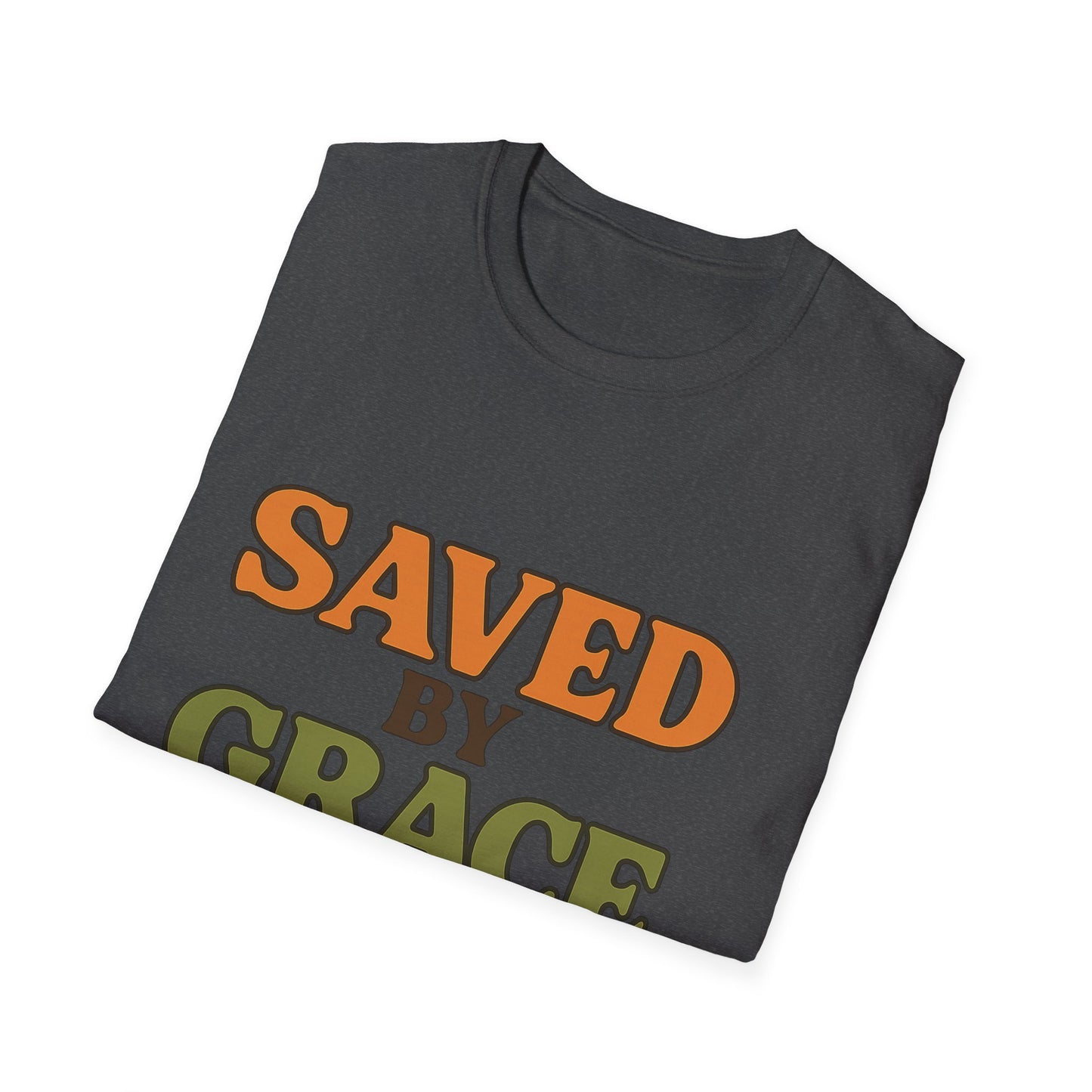 Saved by Grace Christian T-Shirt – Softstyle Faith Tee for Women & Men.