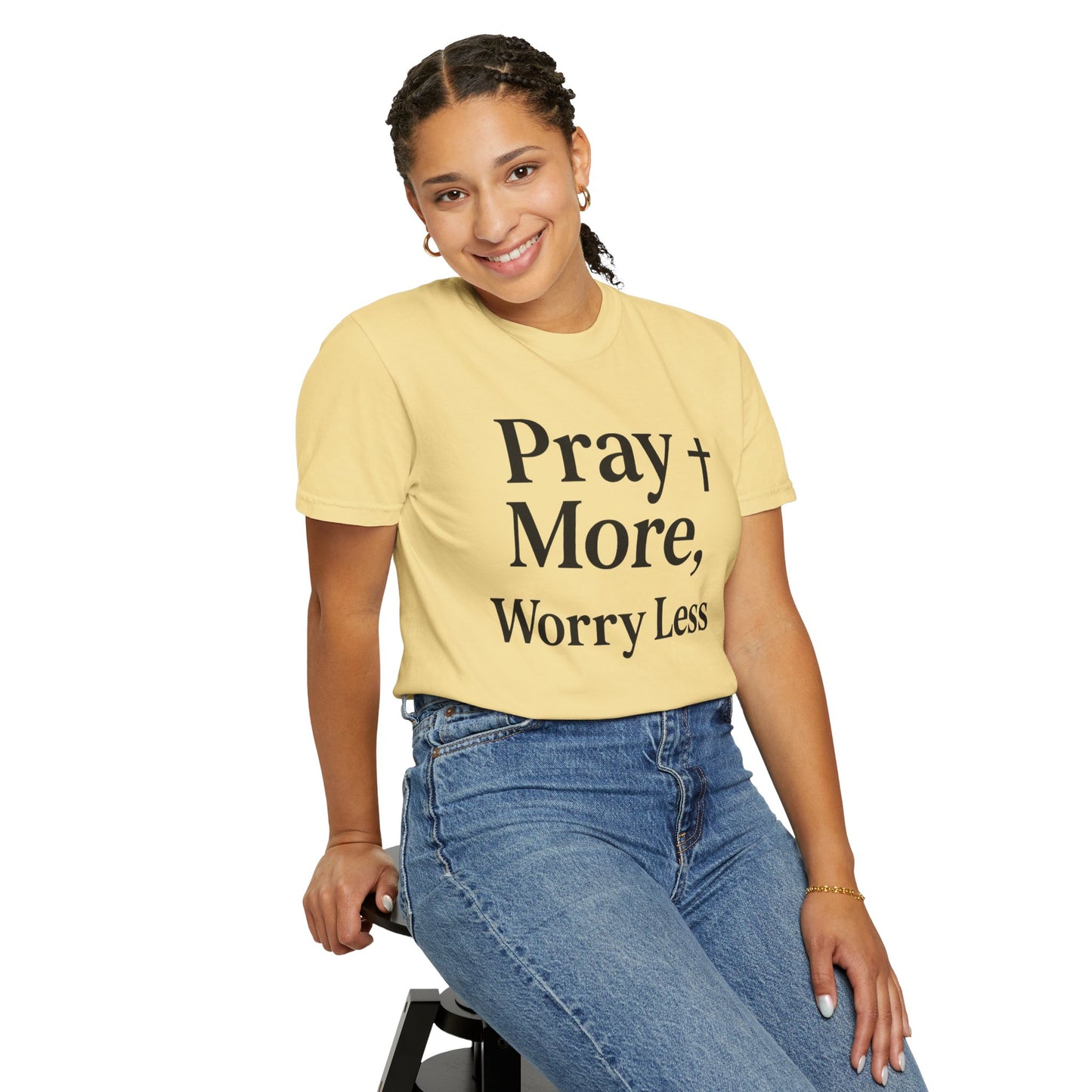Pray More Worry Less Christian T-Shirt | Inspirational Unisex Tee