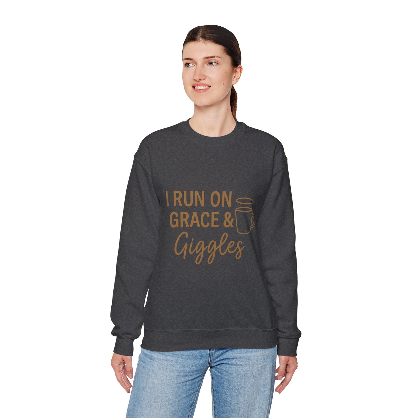 “I Run on Grace and Giggles Unisex Christian Sweatshirt”