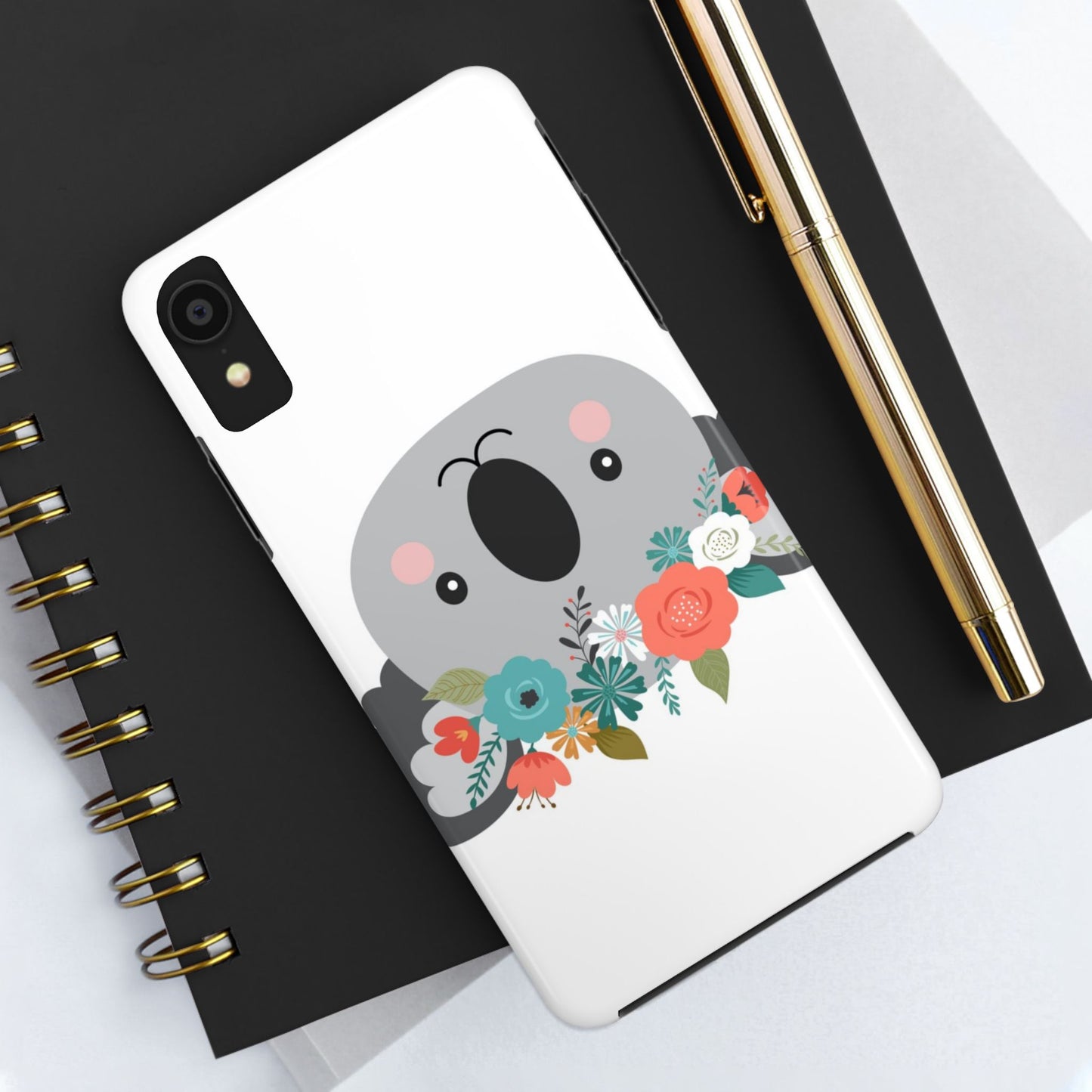 Cute Koala Floral Tough Phone Cases, Smartphone Protection, Nature Lover Gift, Animal Design, Koala Phone Cover