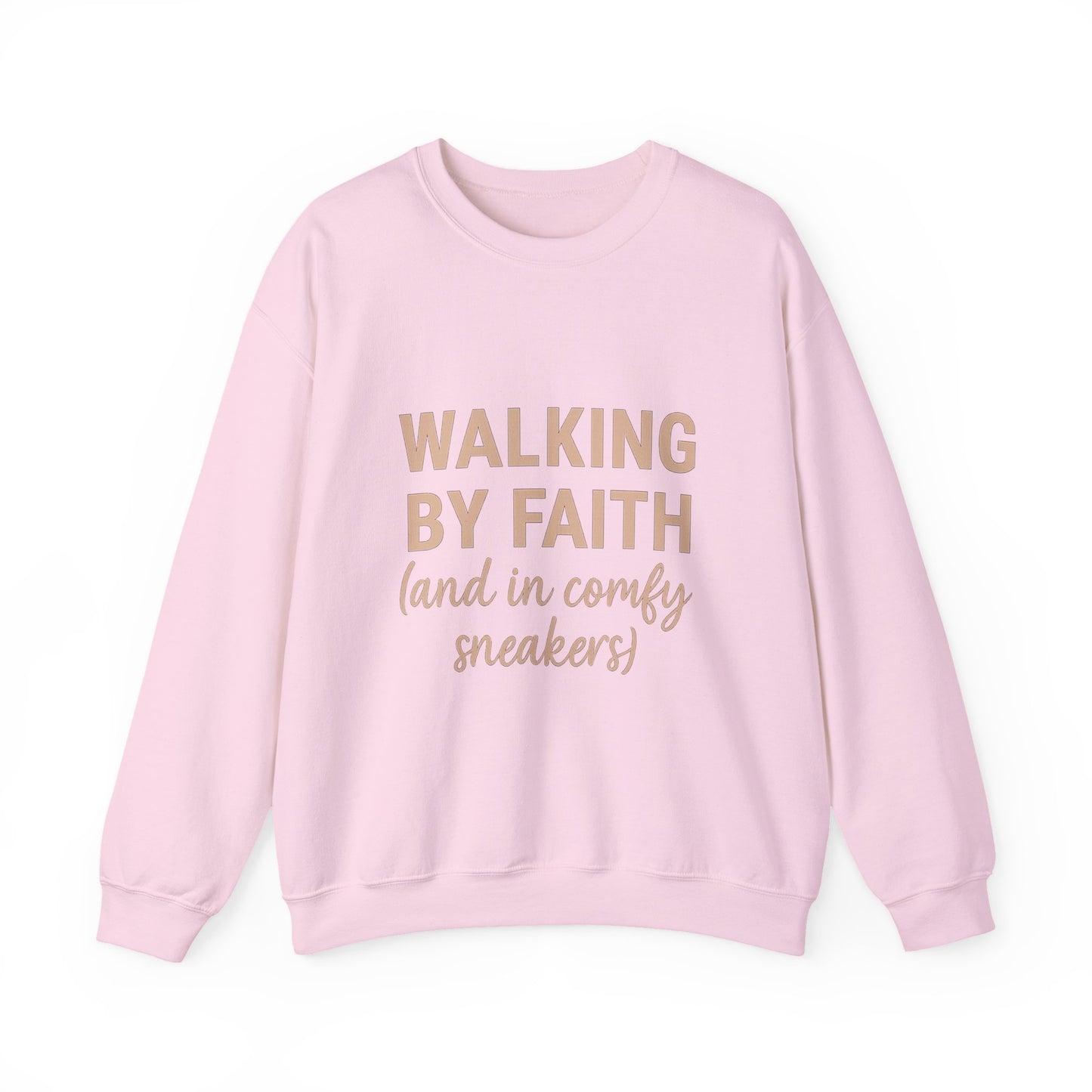 “Walking by Faith (and in Comfy Sneakers) Unisex Christian Sweatshirt”