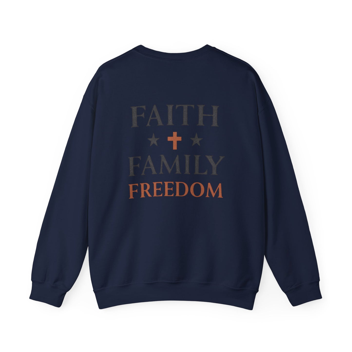 Faith Family Freedom Sweatshirt, Cozy Unisex Crewneck, Ideal Gift for Holidays, Casual Everyday Wear, Religious Apparel