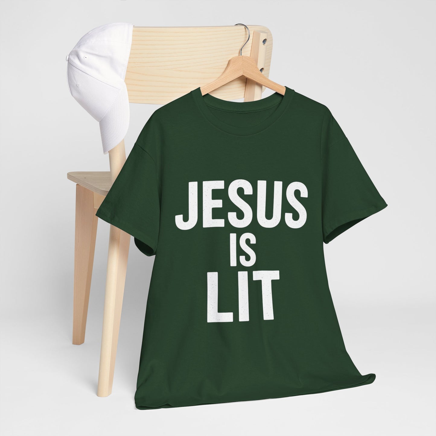 Jesus Is Lit Heavy Cotton Tee | Bold Christian Streetwear