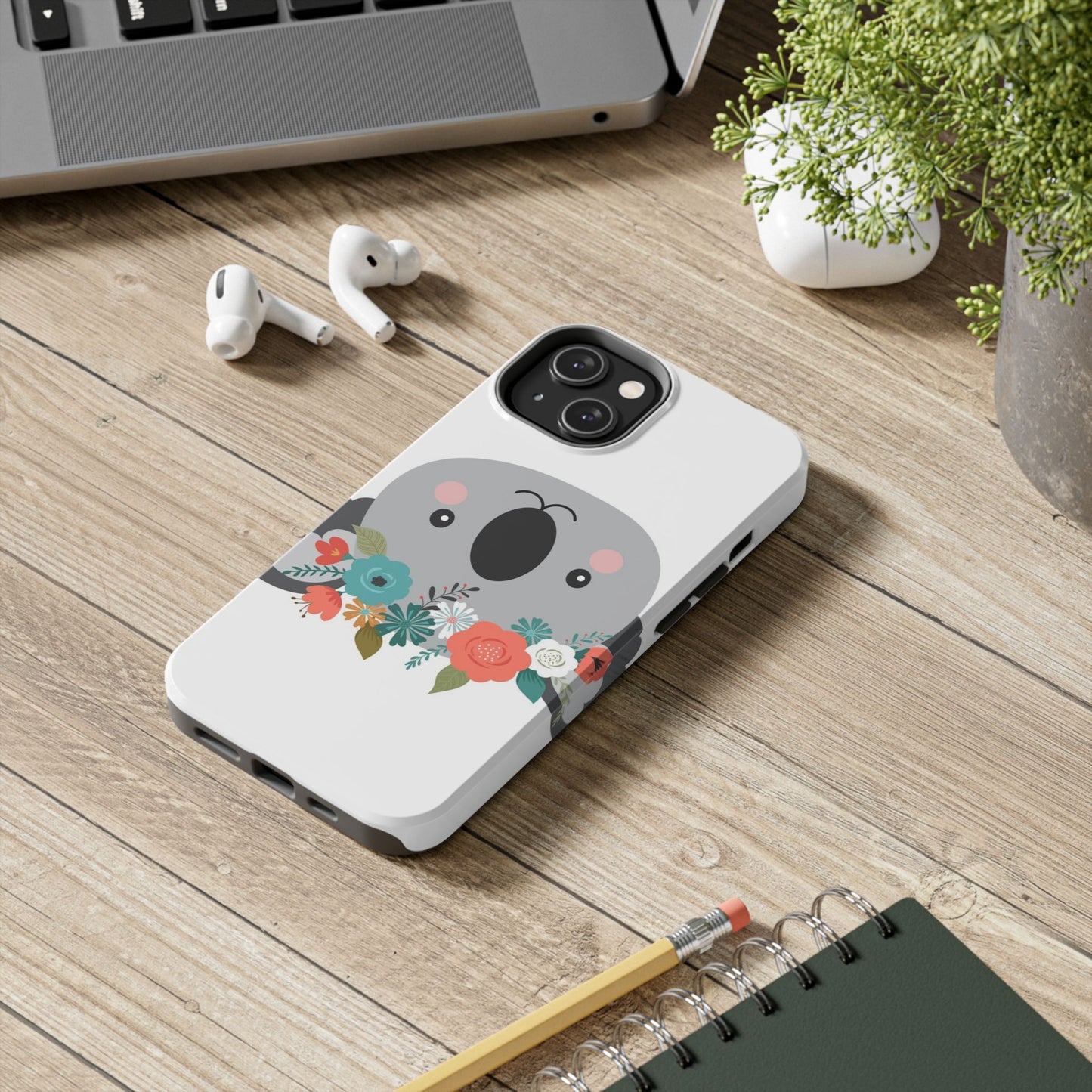 Cute Koala Floral Tough Phone Cases, Smartphone Protection, Nature Lover Gift, Animal Design, Koala Phone Cover