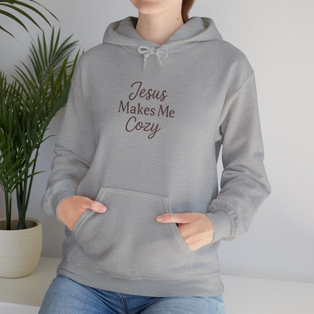 Jesus Makes Me Cozy Hooded Sweatshirt | Christian Faith Hoodie | Lexad Designs I Comfort Pullover