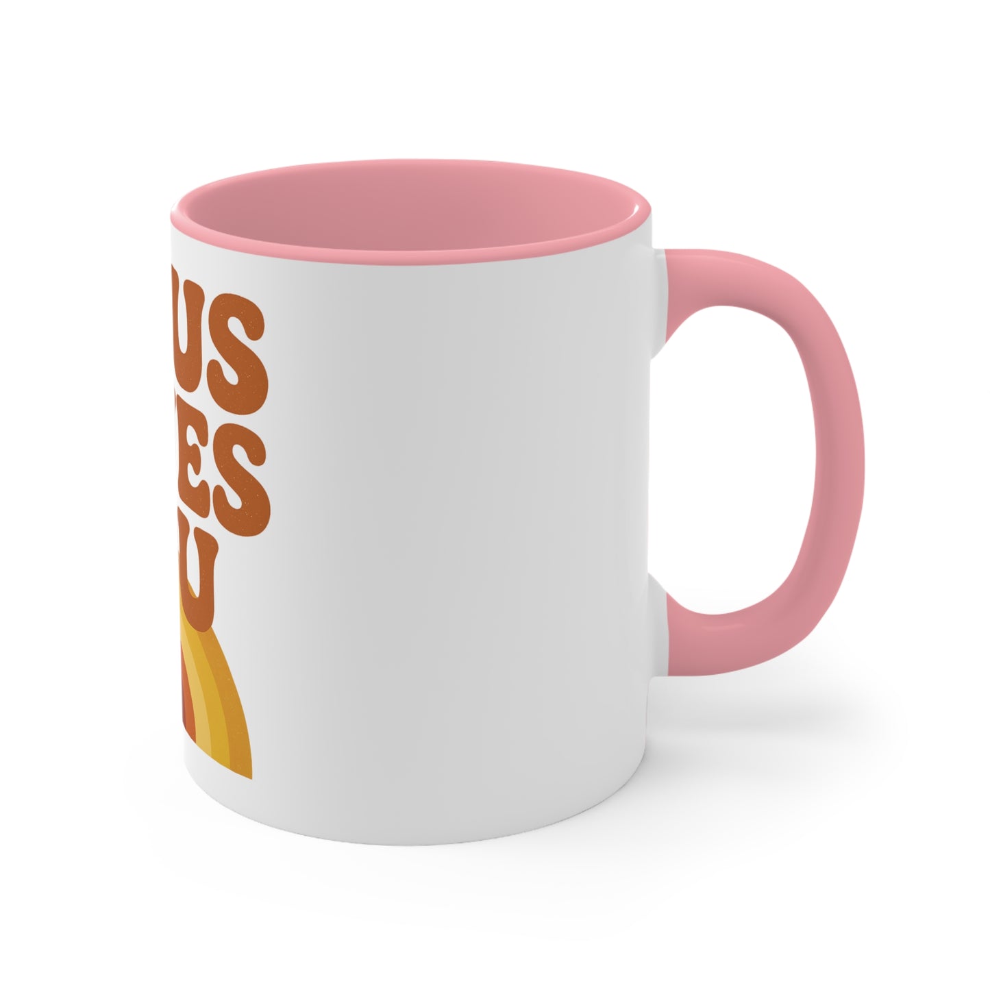 Retro Jesus Loves You Mug - Inspirational Coffee Cup, Gift for Friends, Faith-Based Decor, Christian Gifts, Pastel Pink Accent