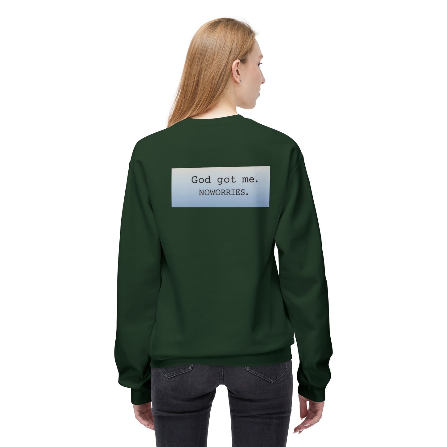 Cozy Inspirational Crewneck Sweatshirt with 'God Got Me. No Worries.' Slogan, Gift for Faith Lovers, Relaxed Casual Wear, Spiritual [...]