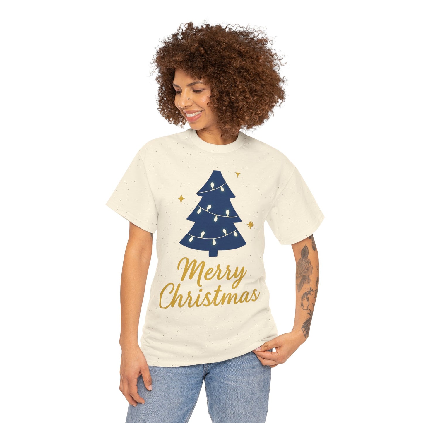 Merry Christmas Unisex Heavy Cotton Tee – Faith-Inspired Holiday Shirt