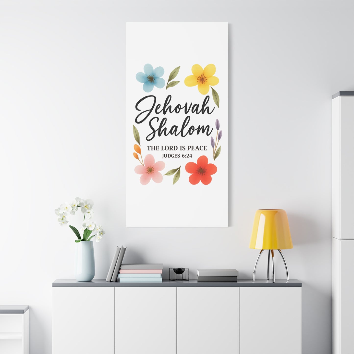 Jehovah Shalom Wall Art – The Lord Is Peace | Judges 6:24 Christian Decor -Matte Canvas, Stretched, 1.25"