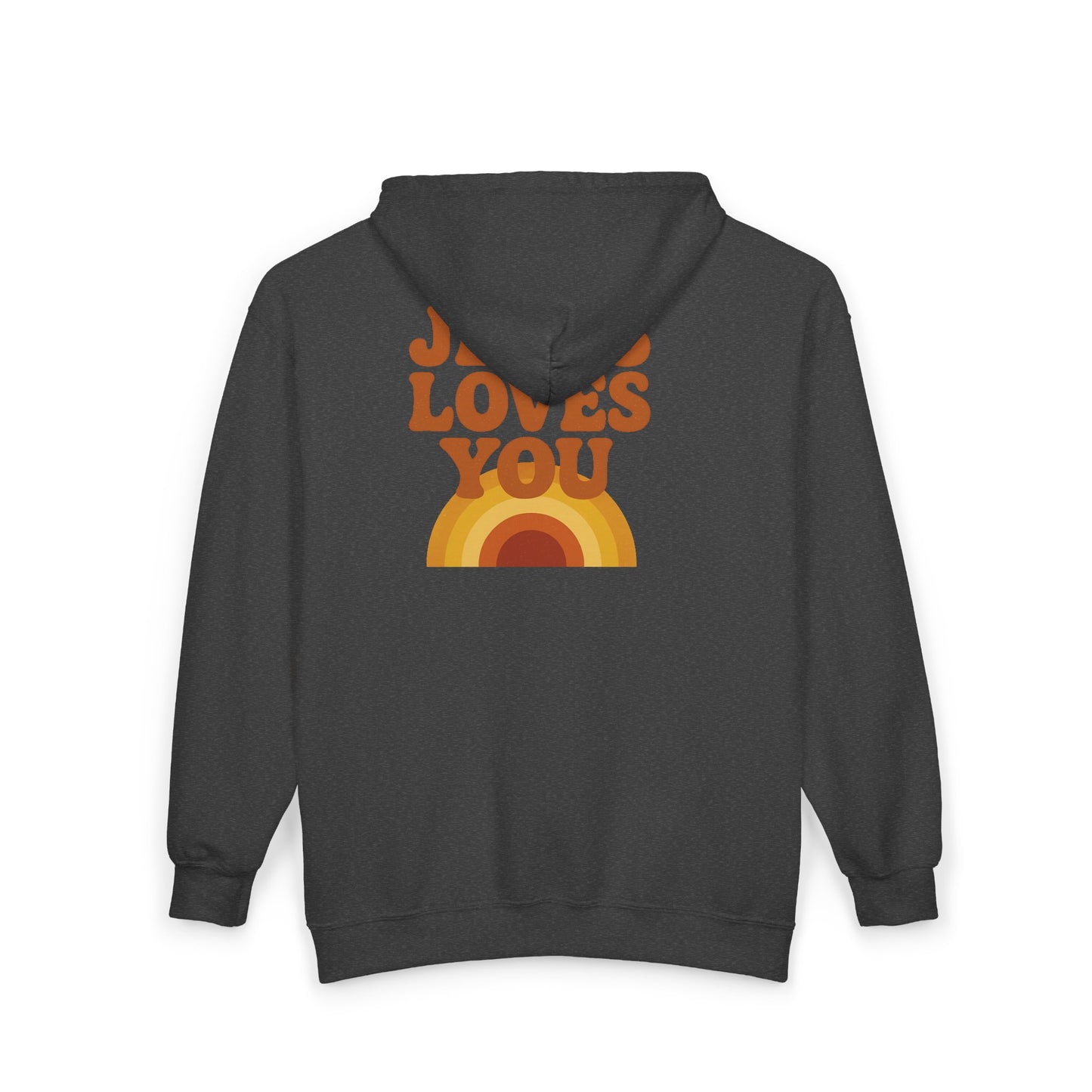 Retro “Jesus Loves You” Zip-Up Hoodie – Cozy Christian Sweatshirt for Everyday Comfort (Unisex)