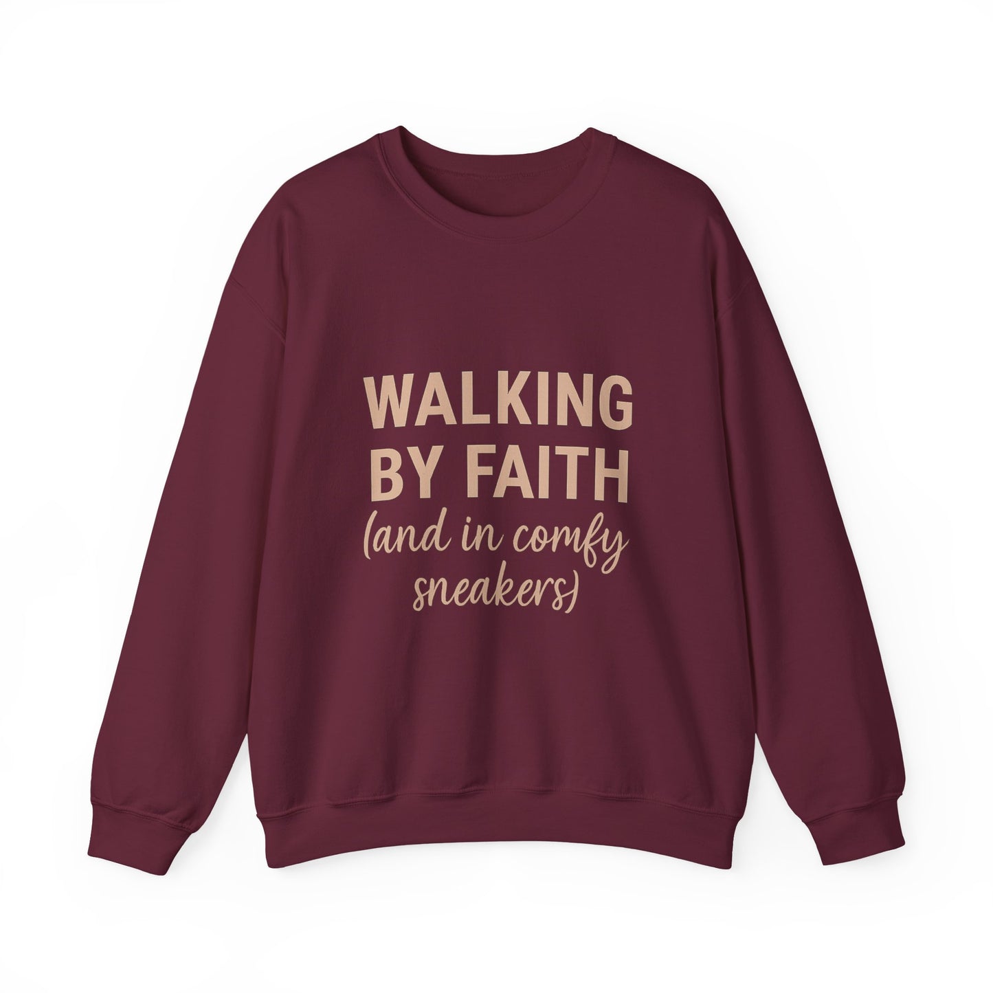 “Walking by Faith (and in Comfy Sneakers) Unisex Christian Sweatshirt”