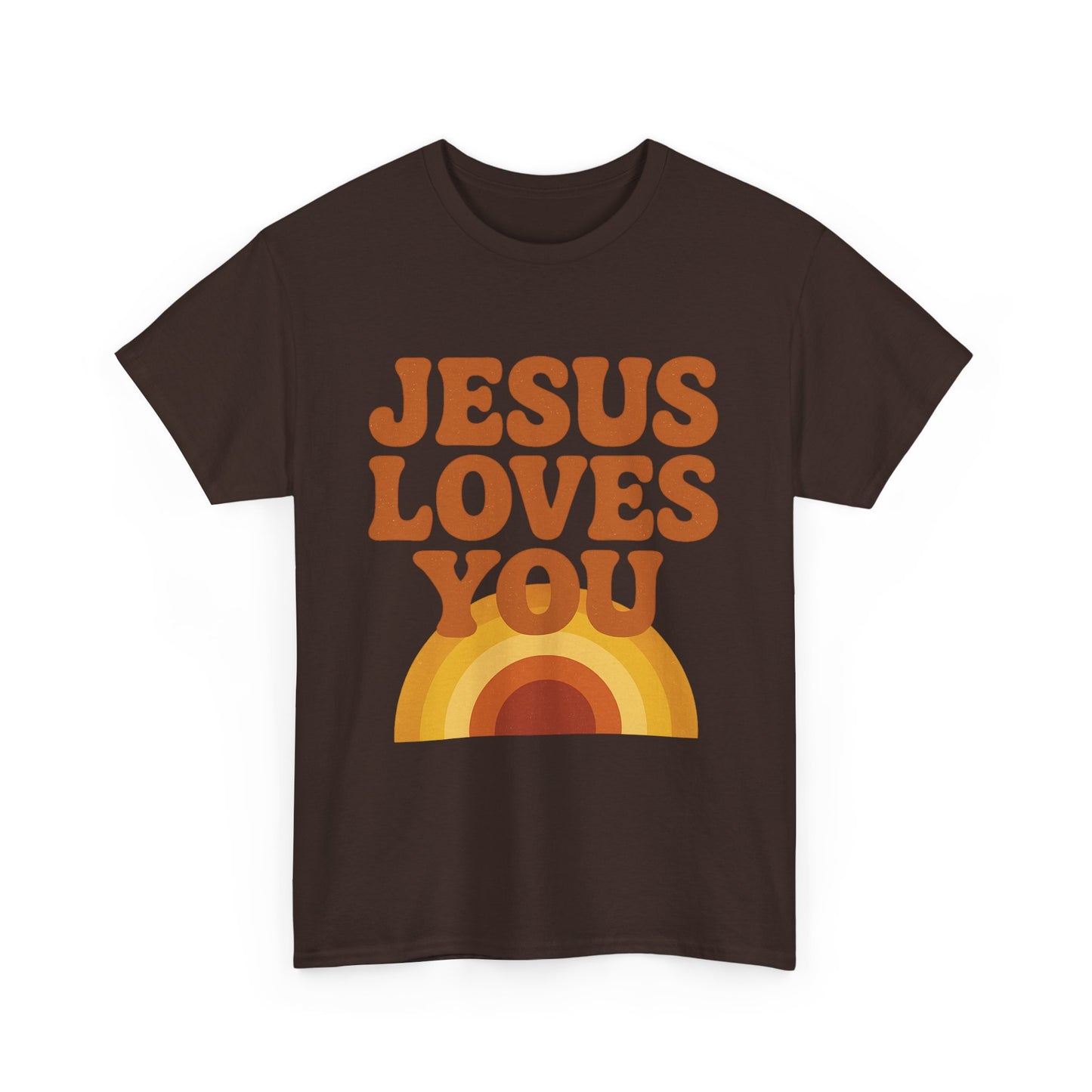 Jesus Loves You Rainbow Unisex Heavy Cotton Tee, Christian T-Shirt, Gift for Believers, Faith Apparel, Casual Wear, Spiritual Top