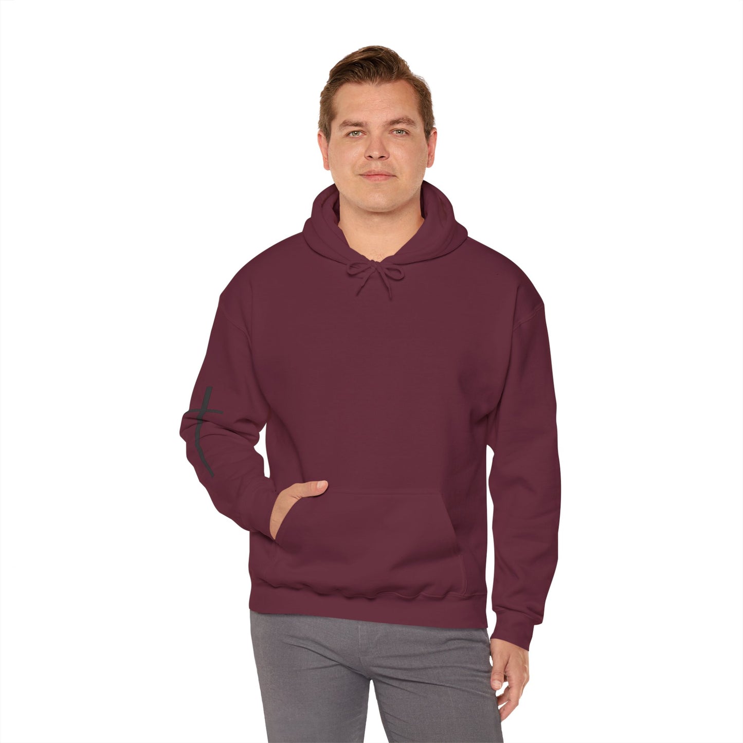Cross Sleeve Unisex Hoodie | Faith Apparel | Heavy Blend Sweatshirt