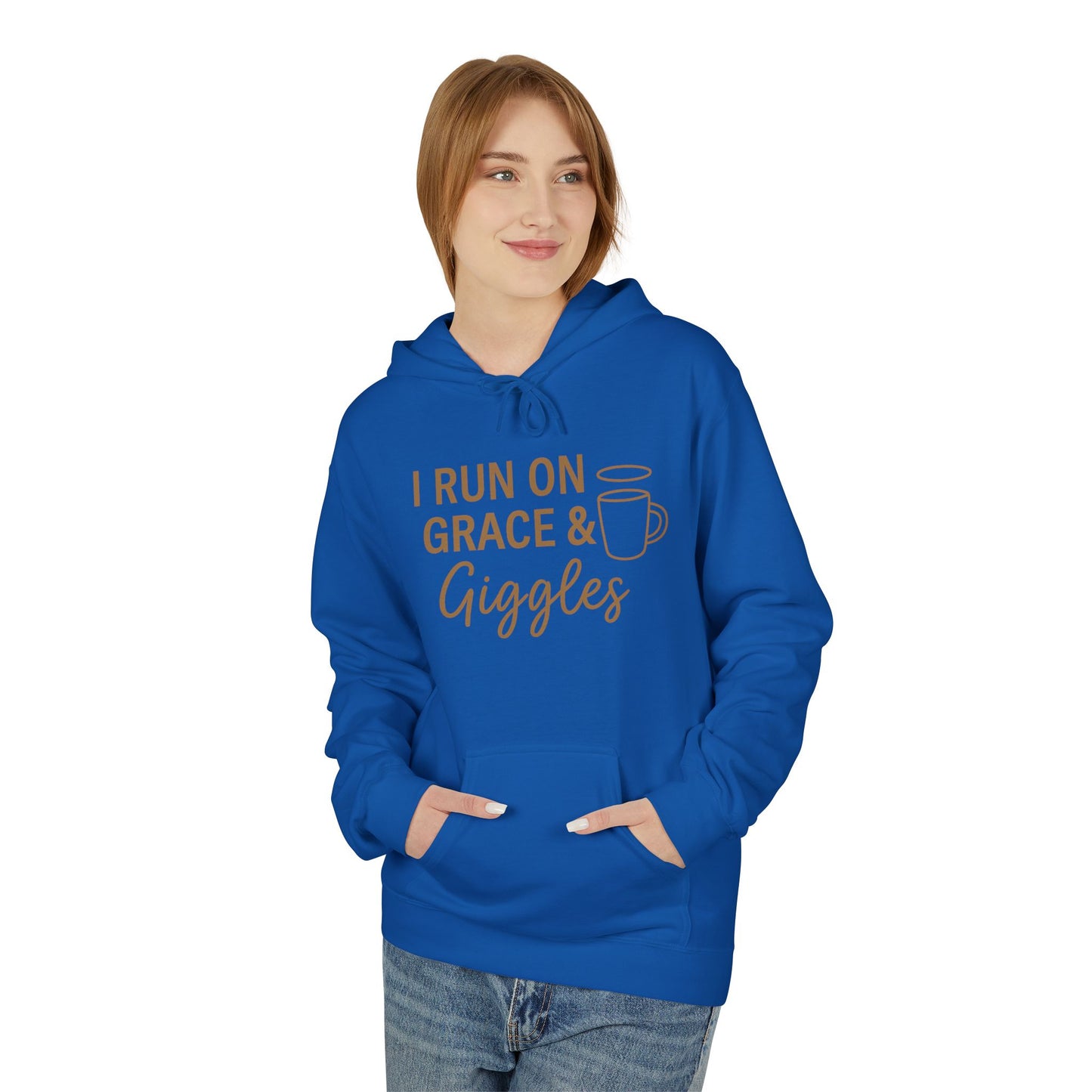 I Run on Grace and Giggles Hoodie – Funny Christian Sweatshirt for Joyful Believers.