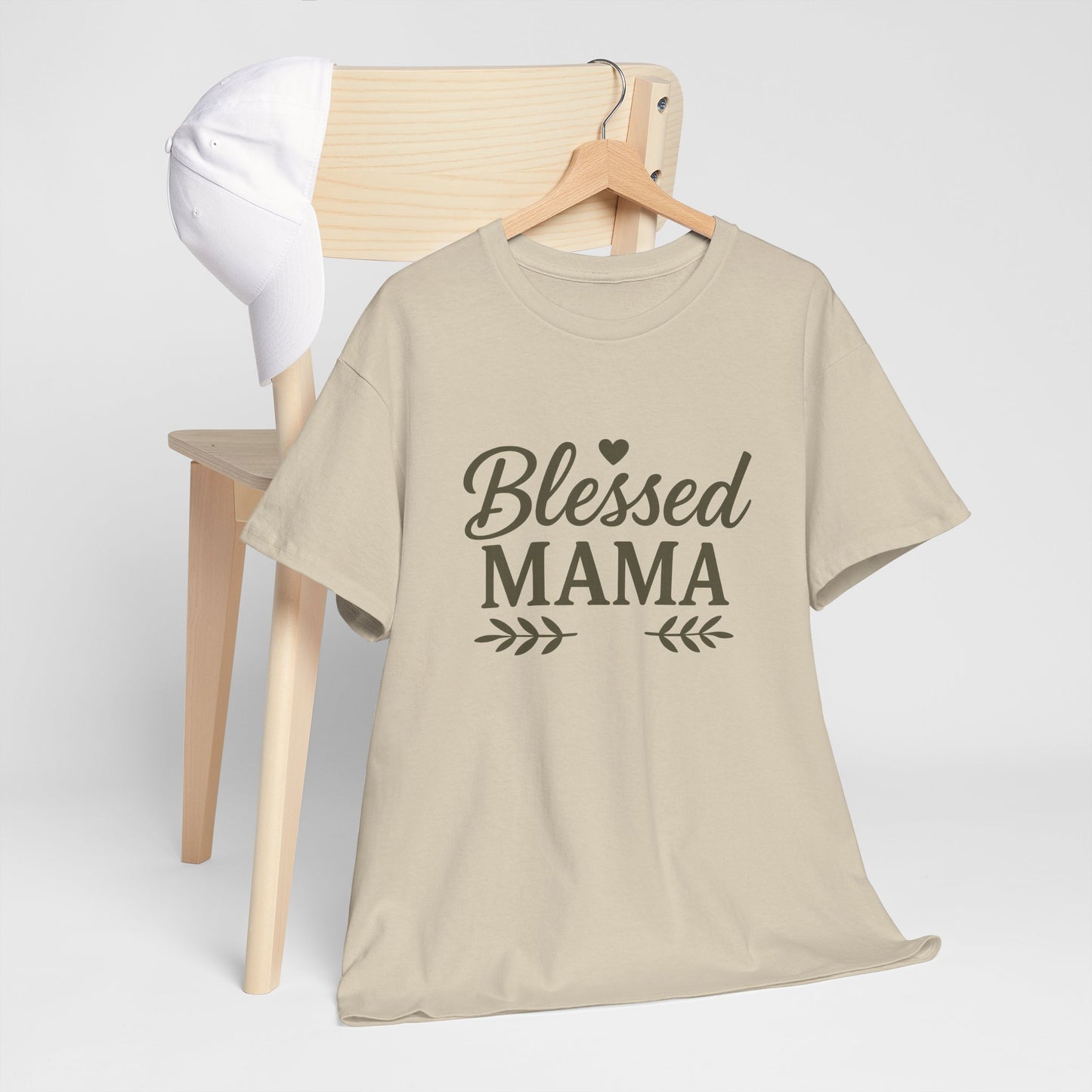 Blessed Mama Heavy Cotton Tee – Christian Faith Shirt for Moms | Soft & Stylish Everyday Wear