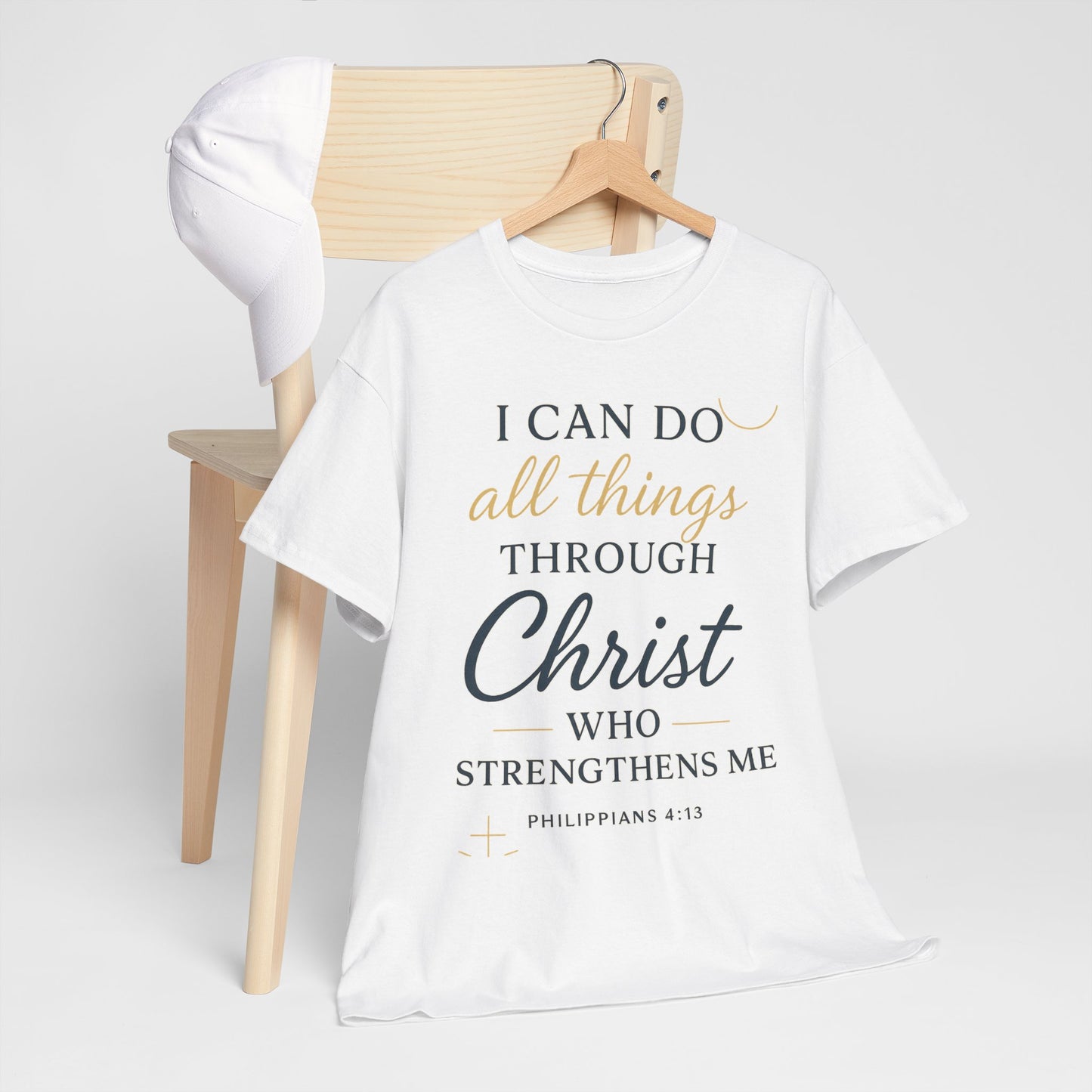 Inspirational Christian T-Shirt, I can do all things through christ -Motivational Quote Tee, Faith-Based Apparel, Bible Verse Shirt, Perfect Gift for Believers